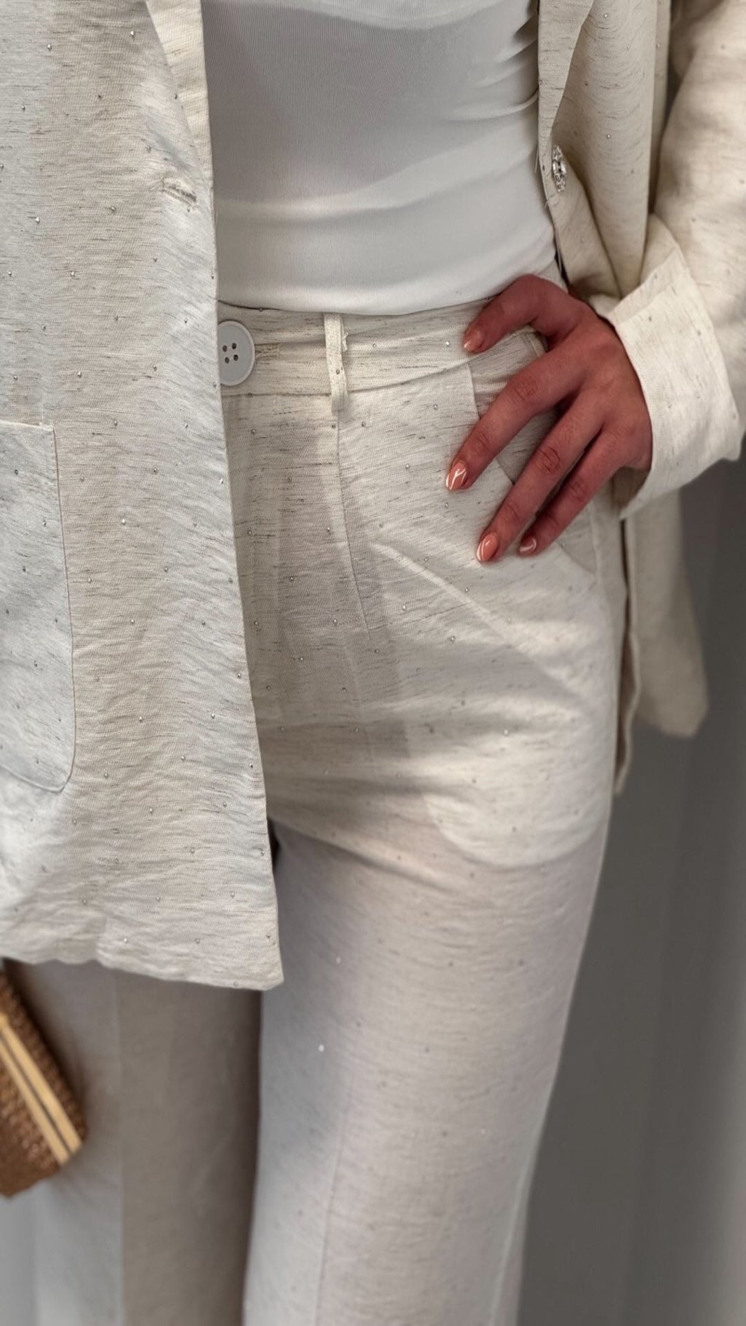 Traje lino brillos