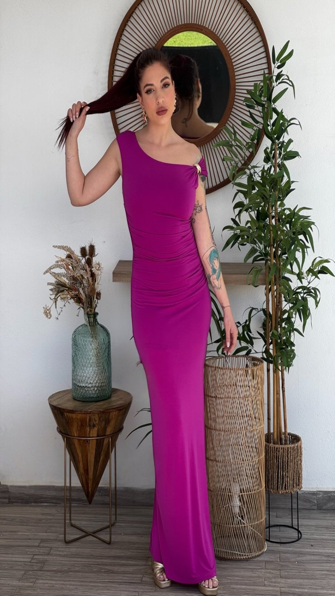 Vestido largo asimétrico