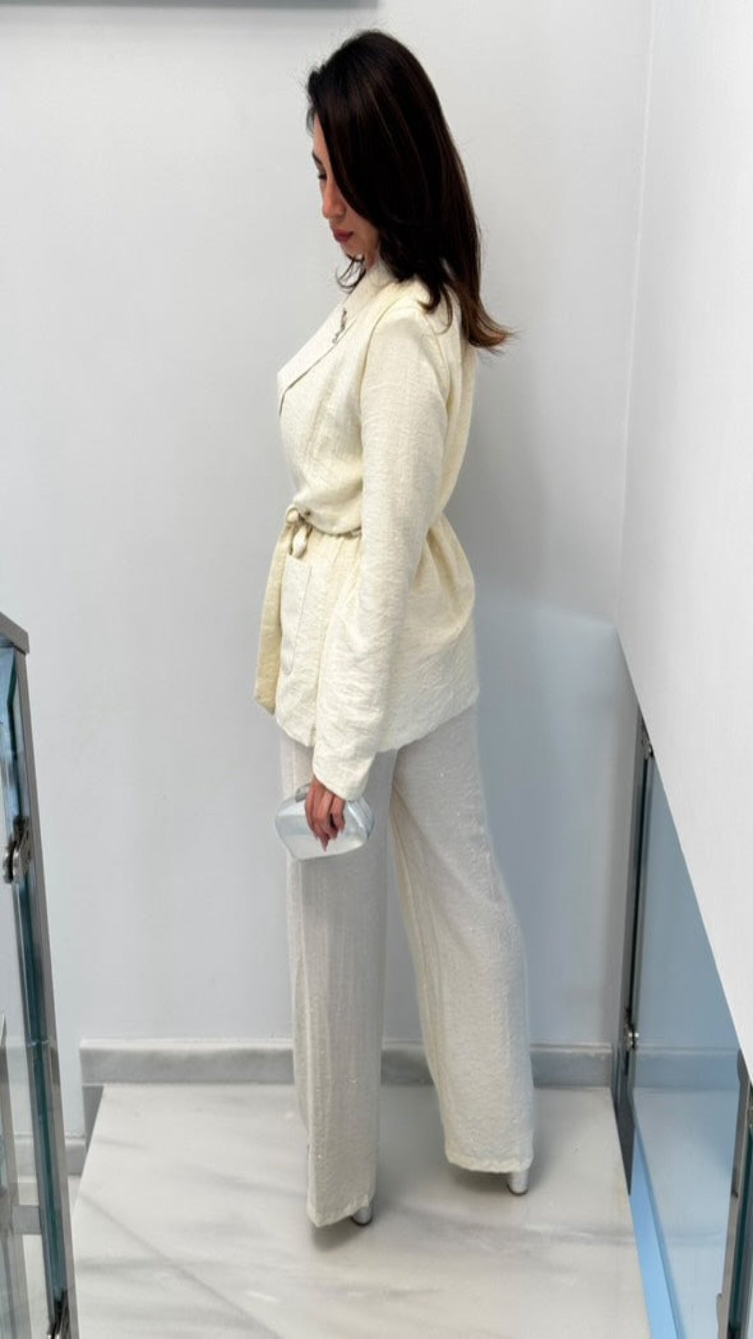 Traje lino brillos