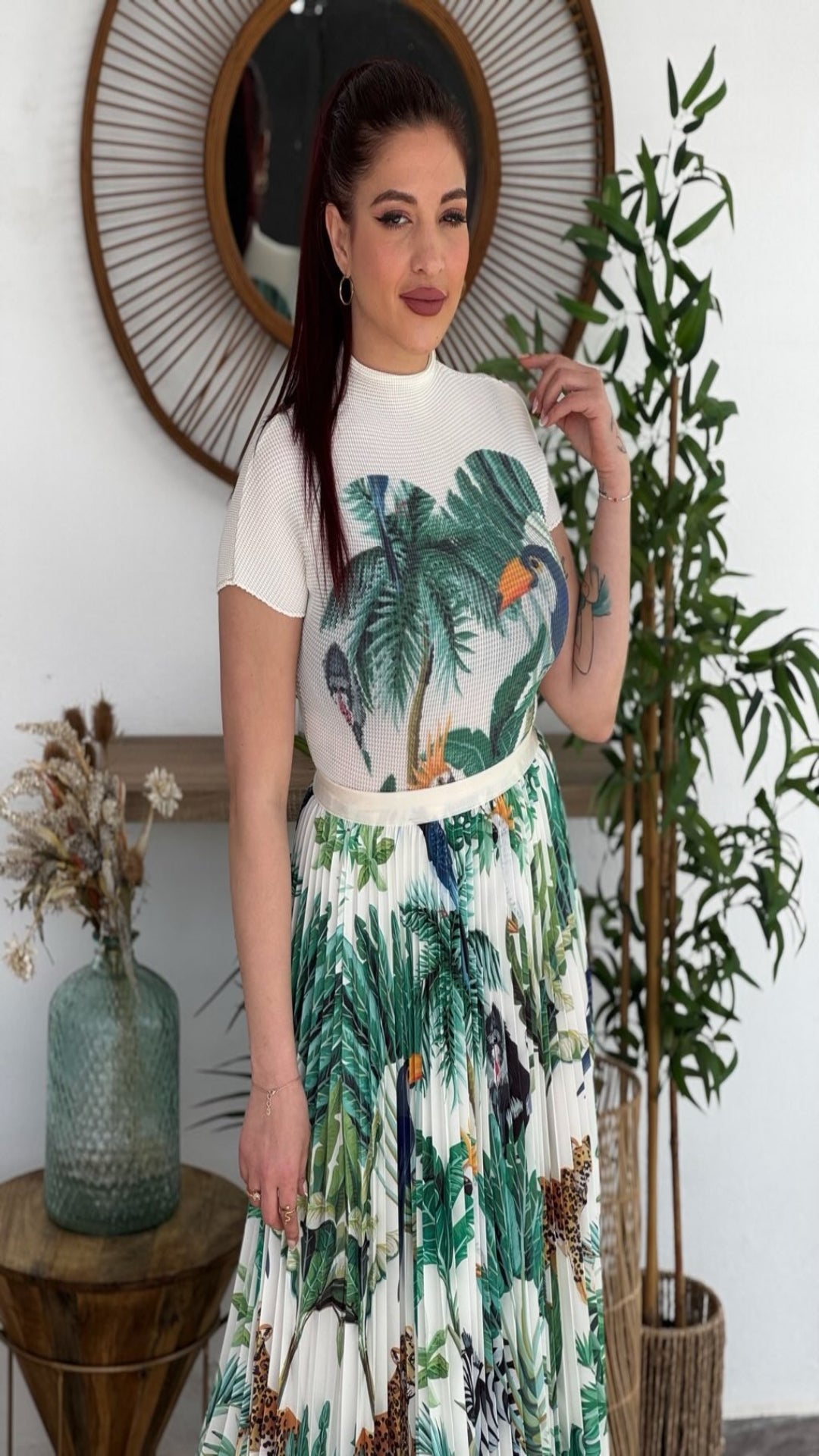 Conjunto top y falda plisada