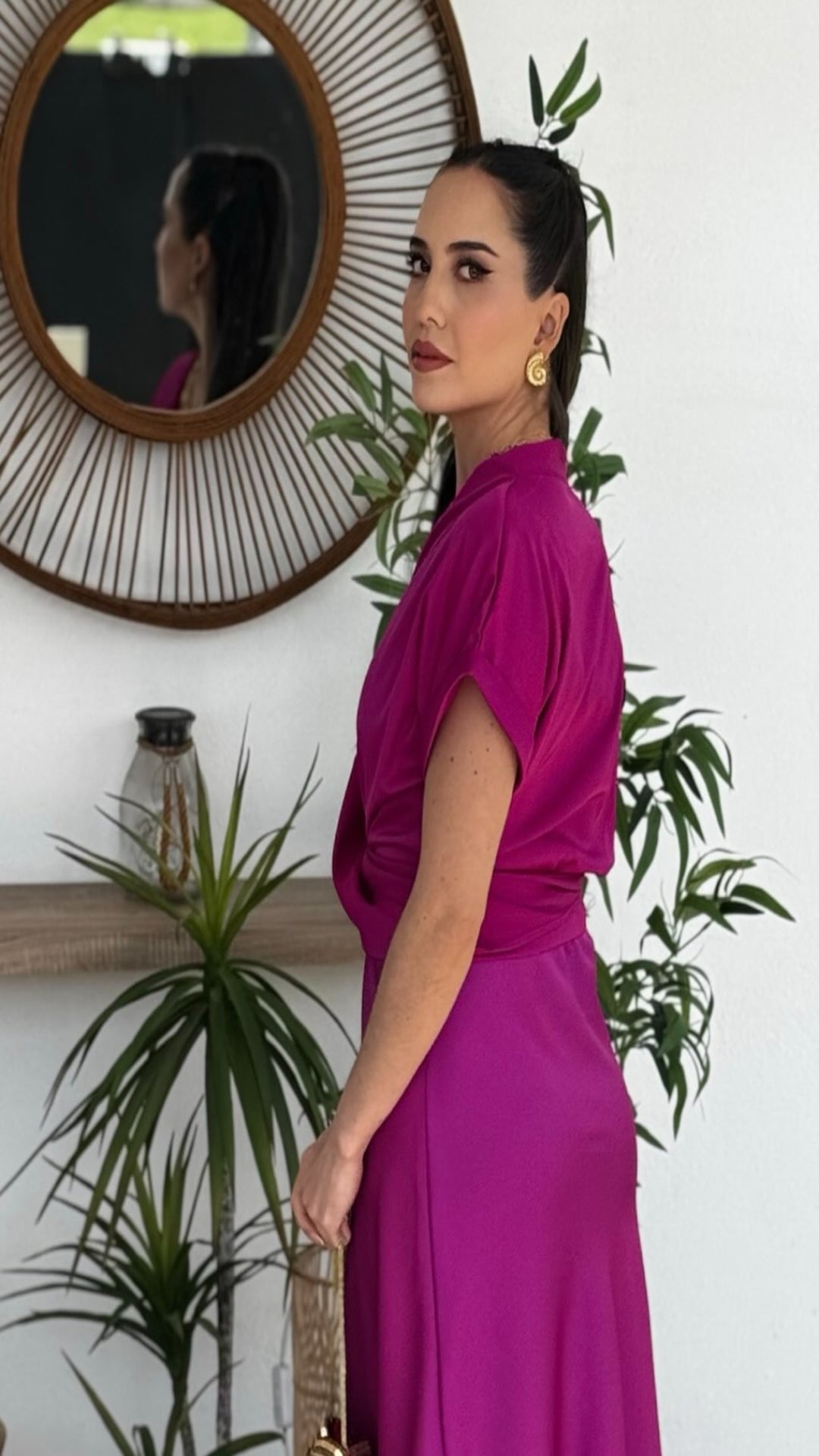 Falda midi satinada