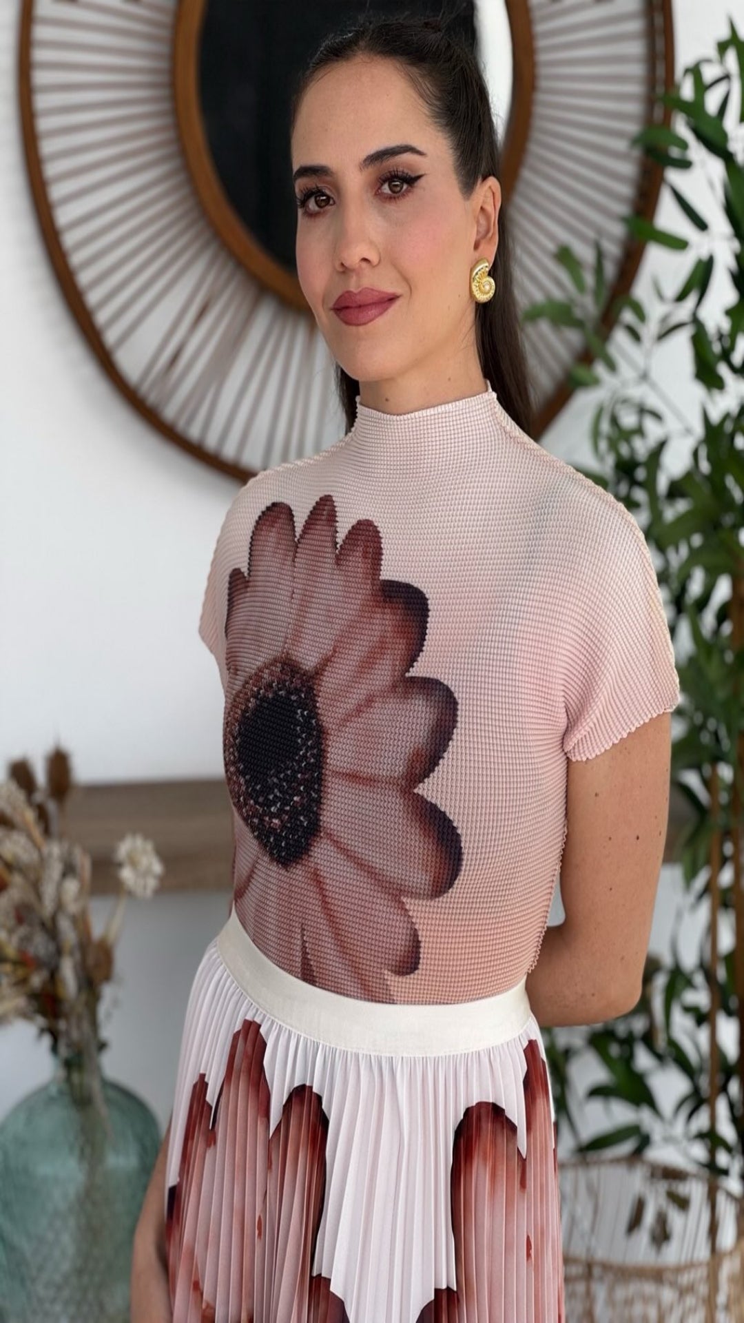Conjunto top y falda plisada