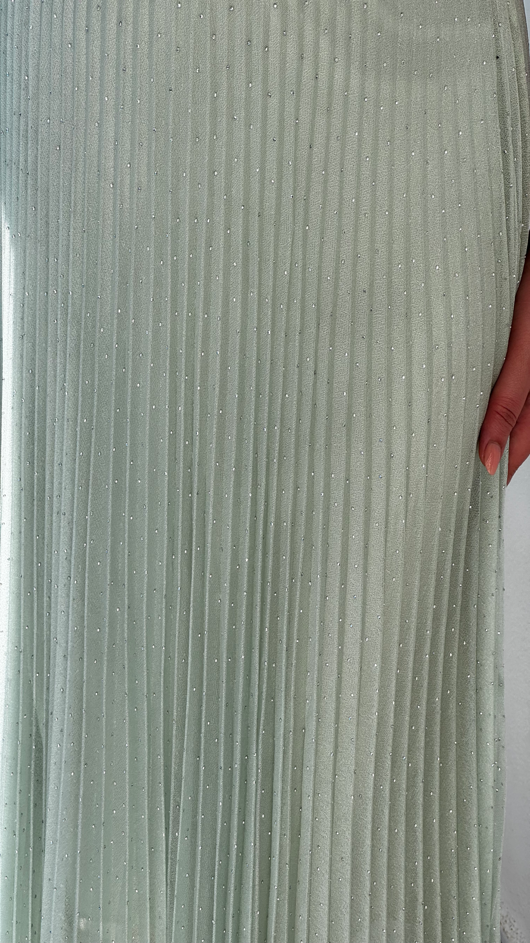 Falda midi brillos plisada