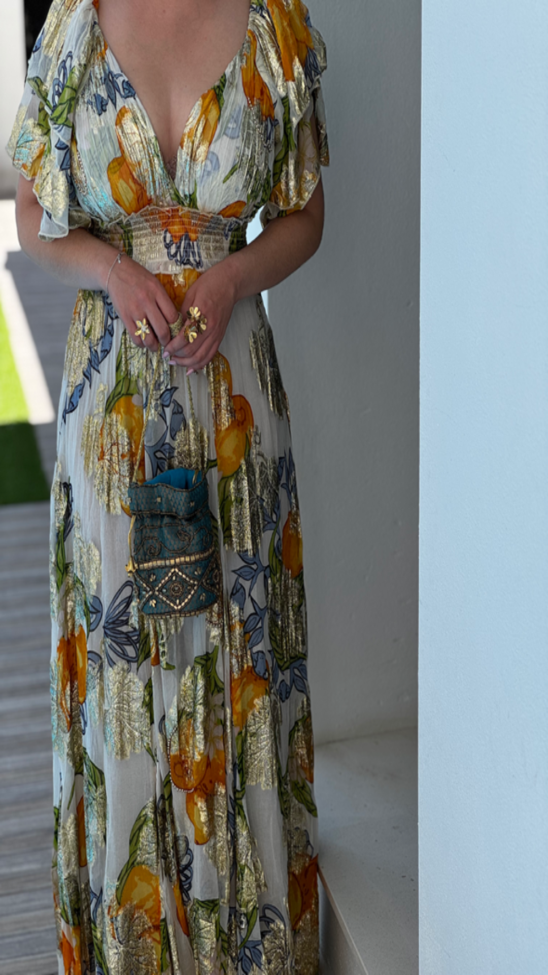 Vestido estampado volantes