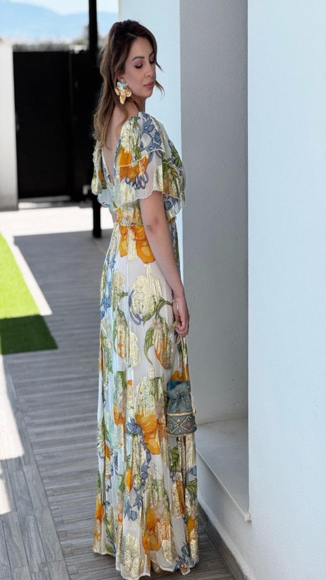 Vestido estampado volantes
