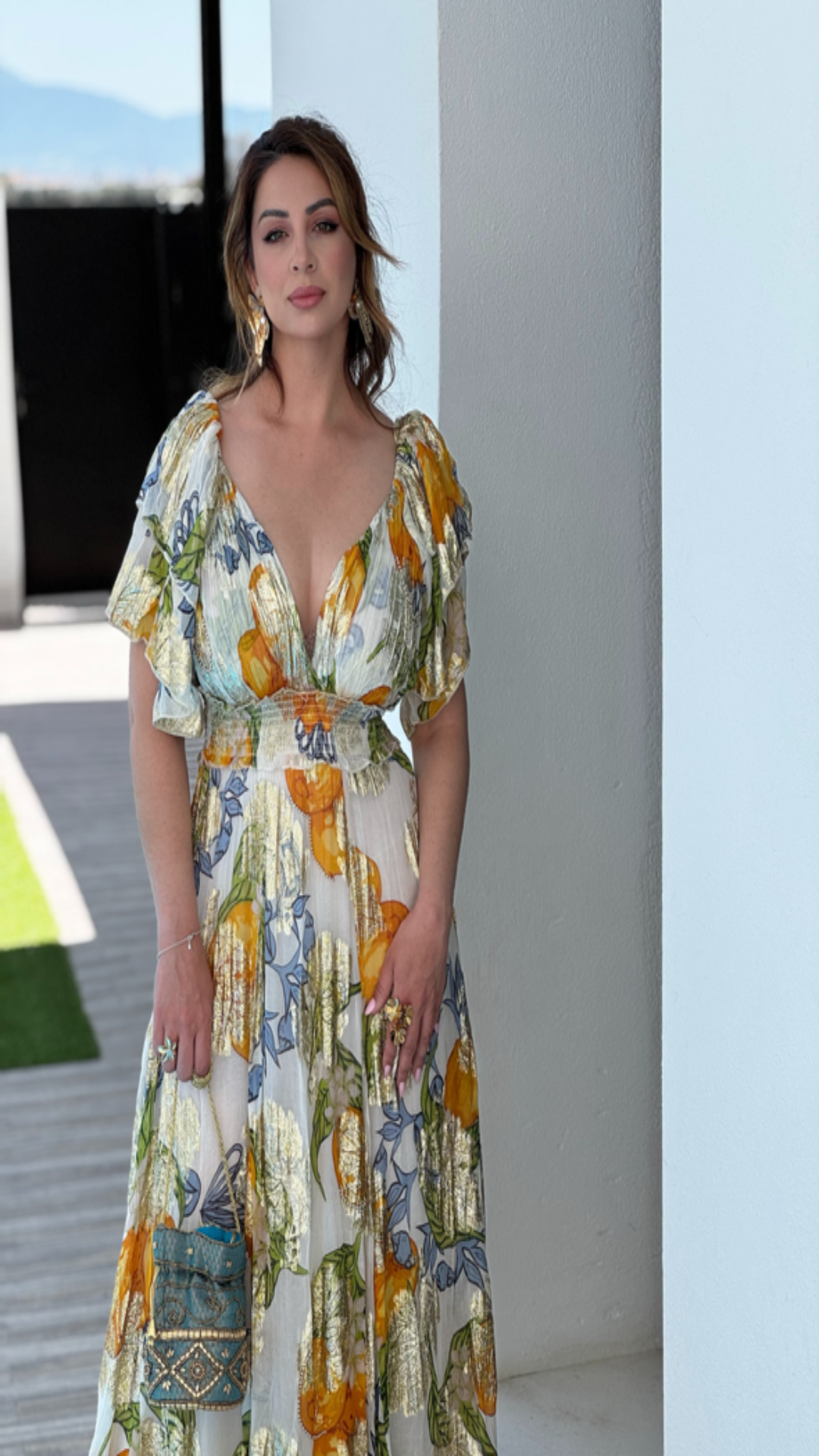 Vestido estampado volantes