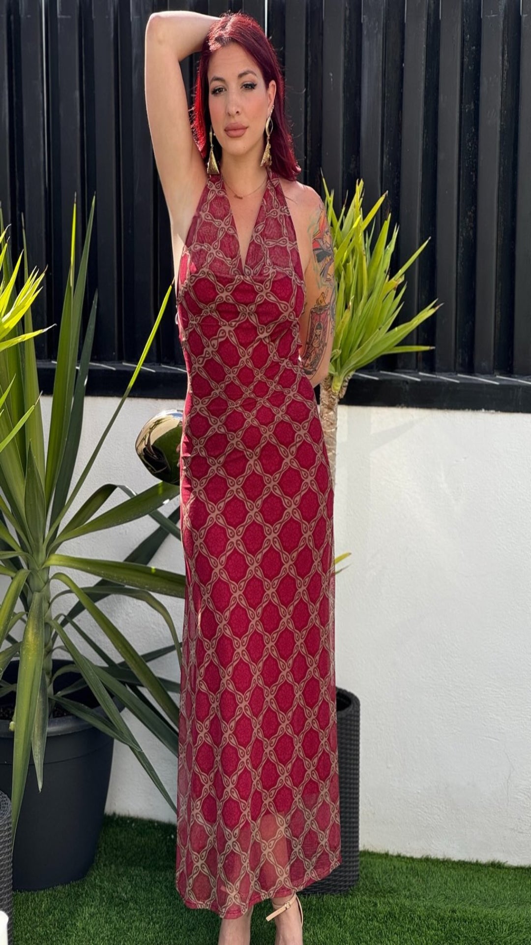 Vestido foulard tul estampado