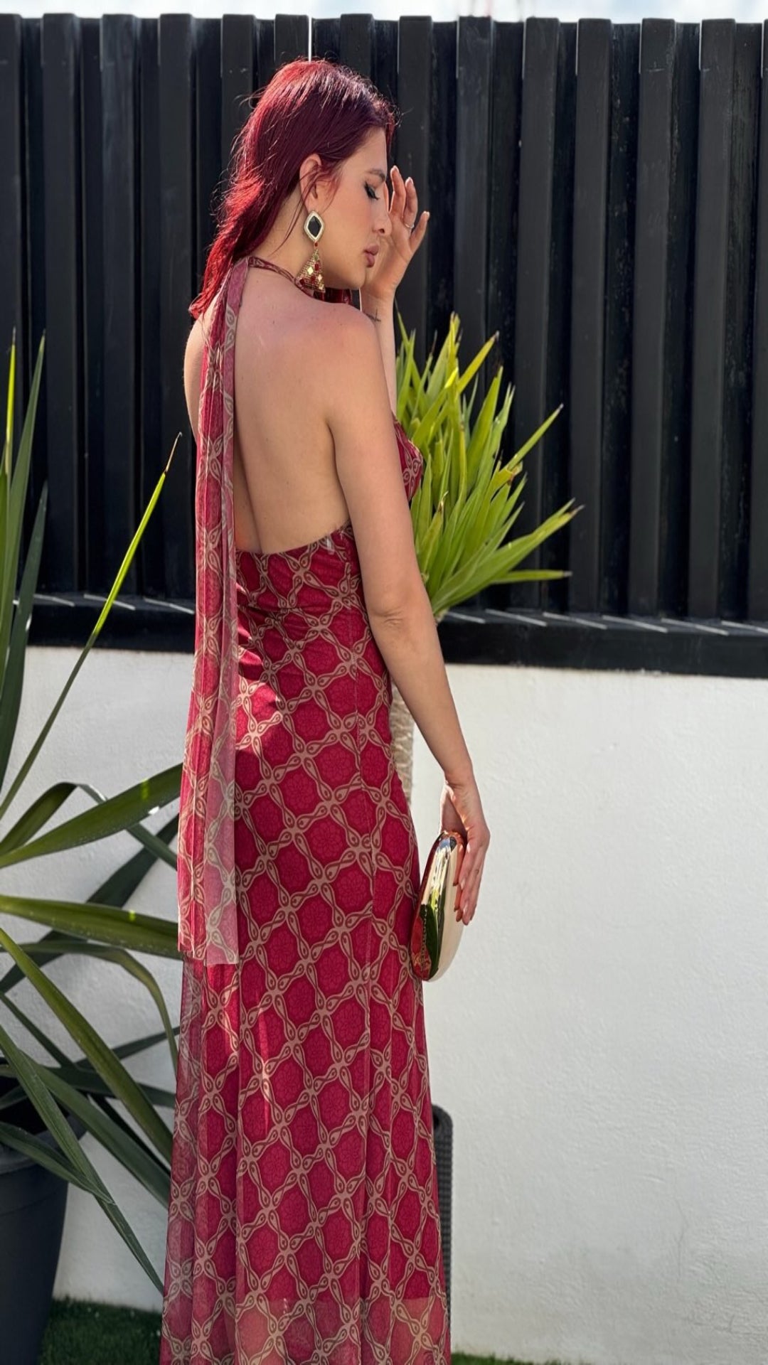Vestido foulard tul estampado