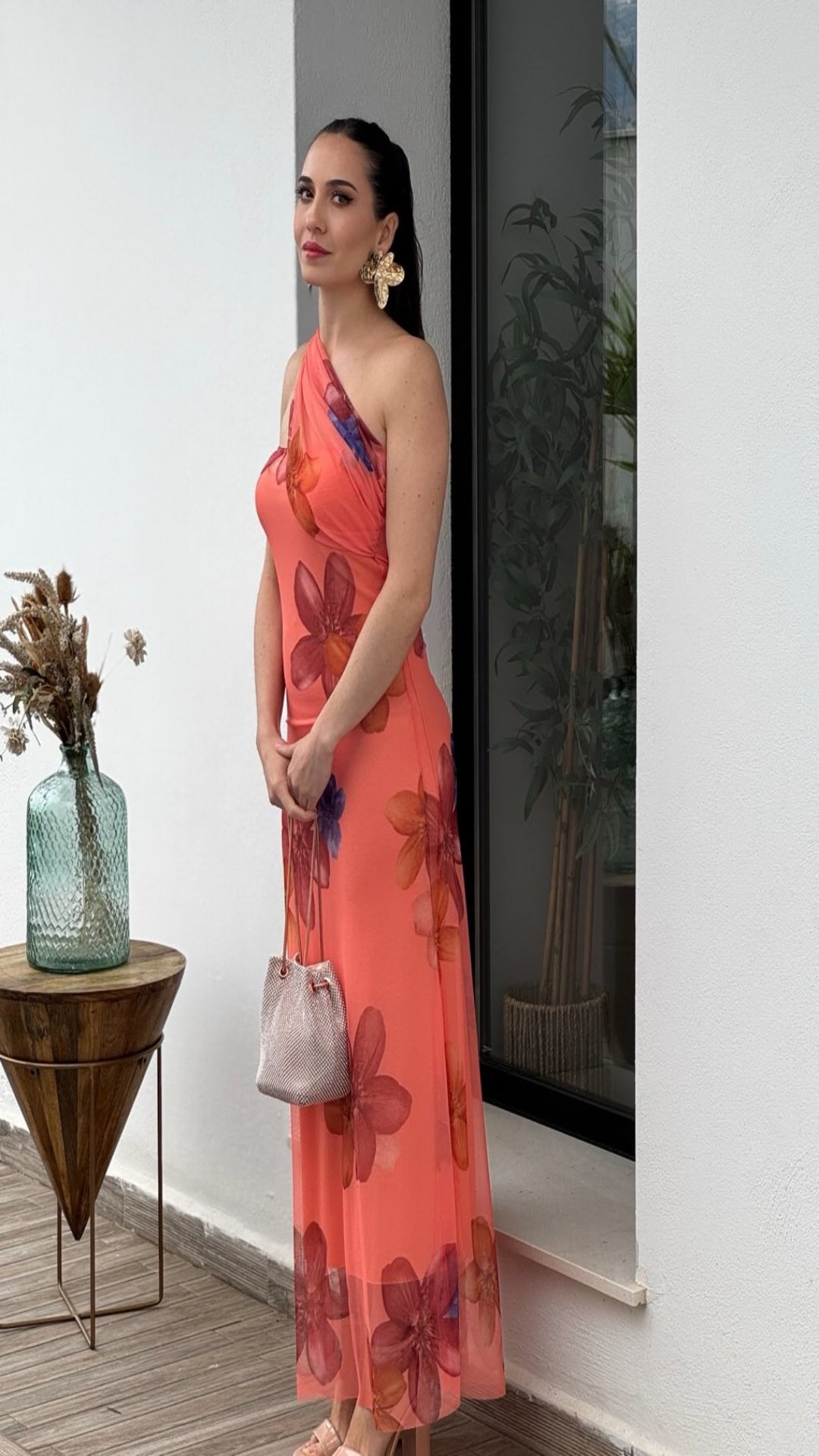 Vestido foulard tul estampado