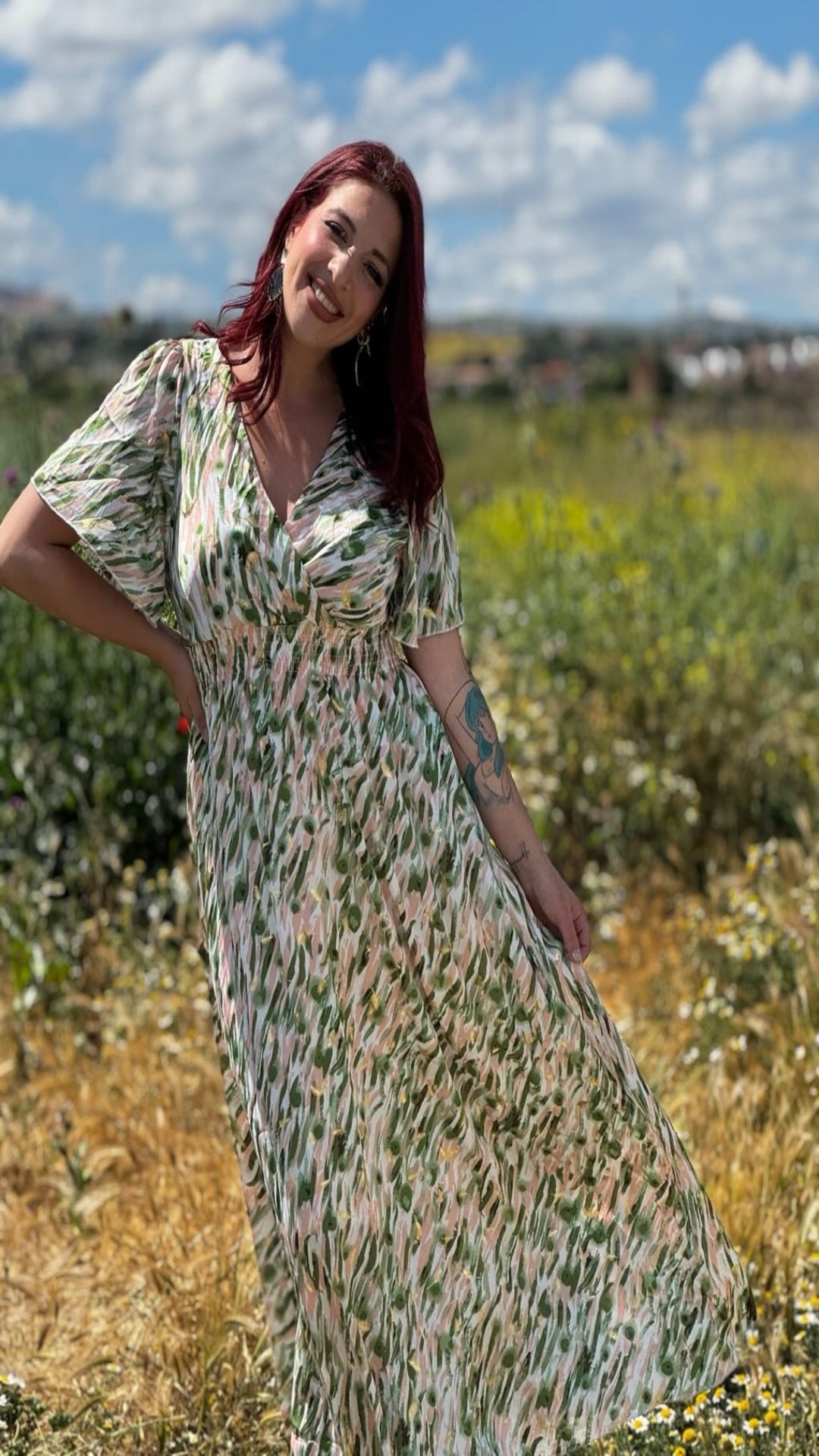 Vestido estampado satinado