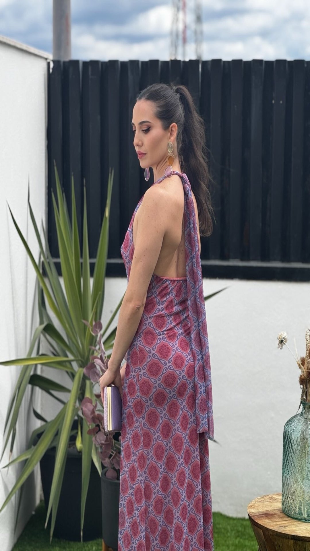 Vestido foulard tul estampado