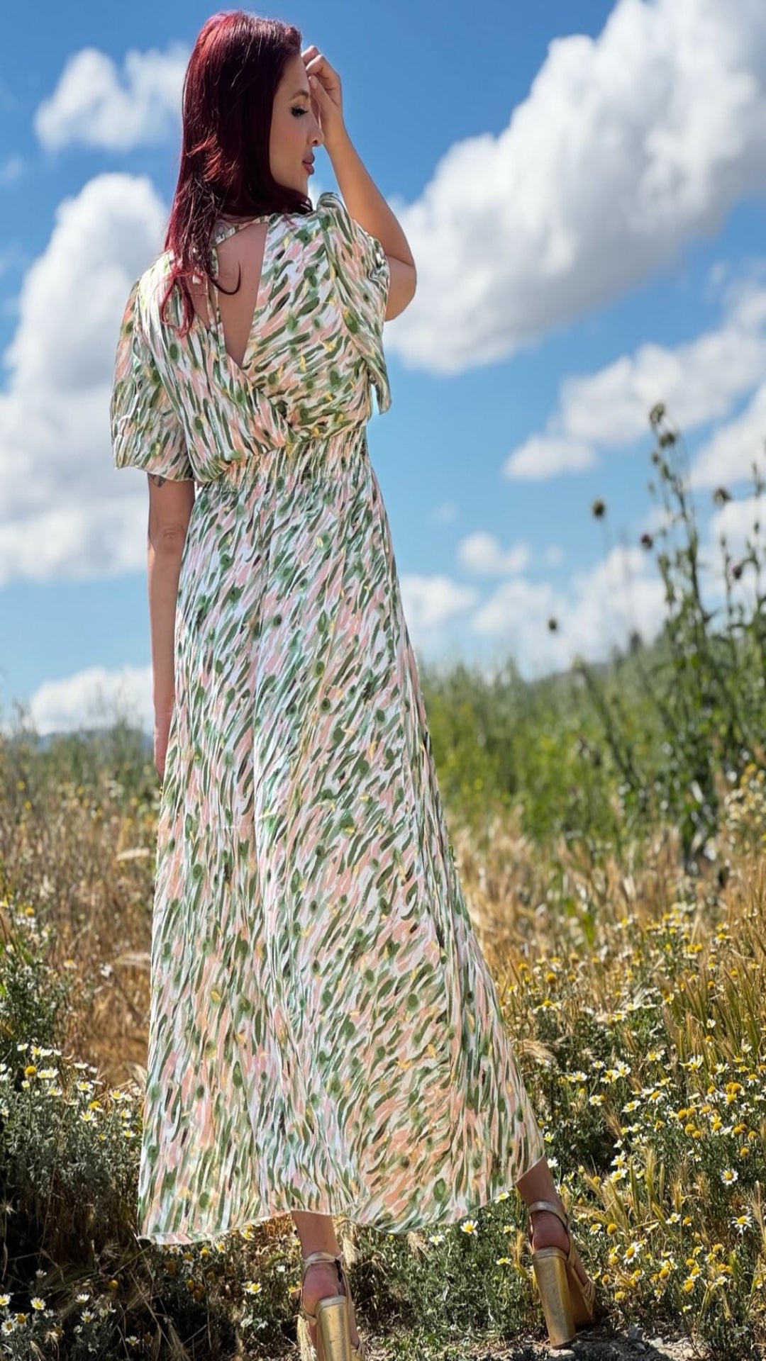 Vestido estampado satinado