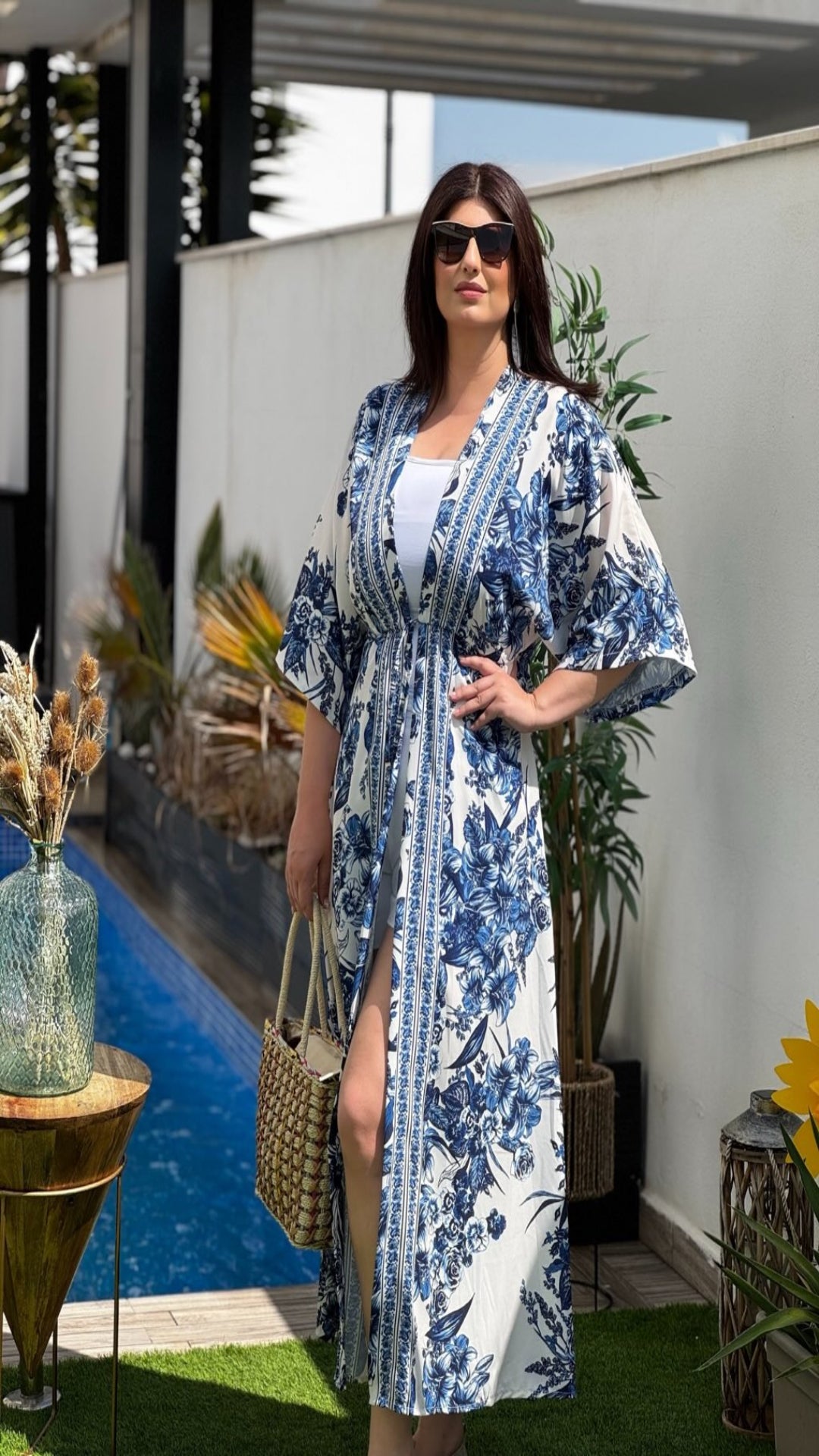 Kimono estampado cinturón
