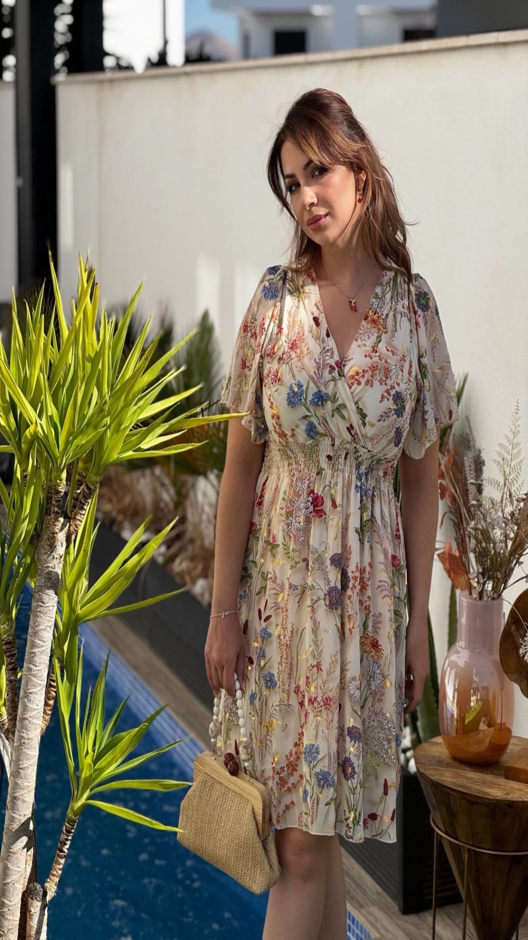 Vestido estampado manga corta