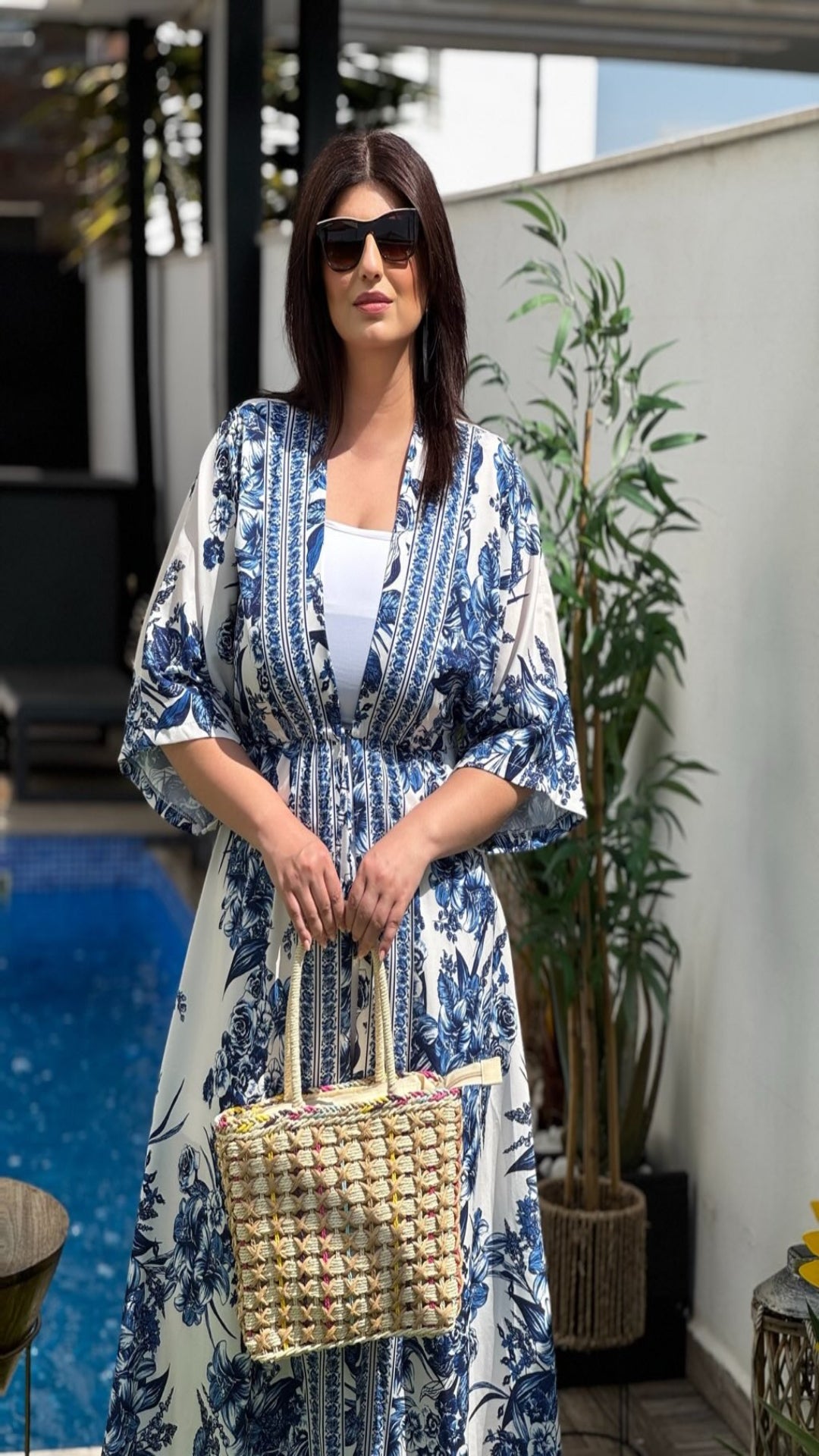 Kimono estampado cinturón