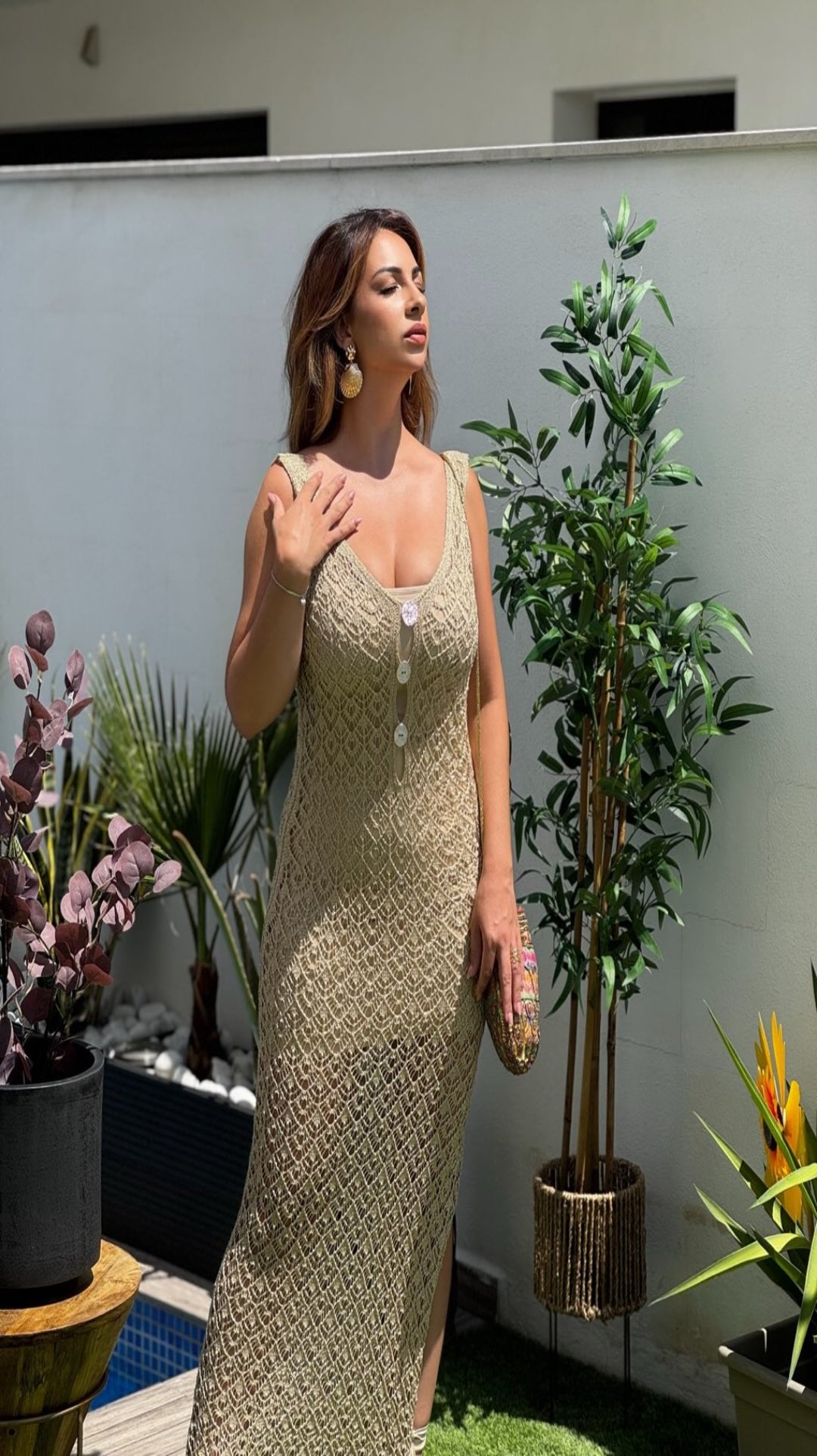 Vestido midi red dorado