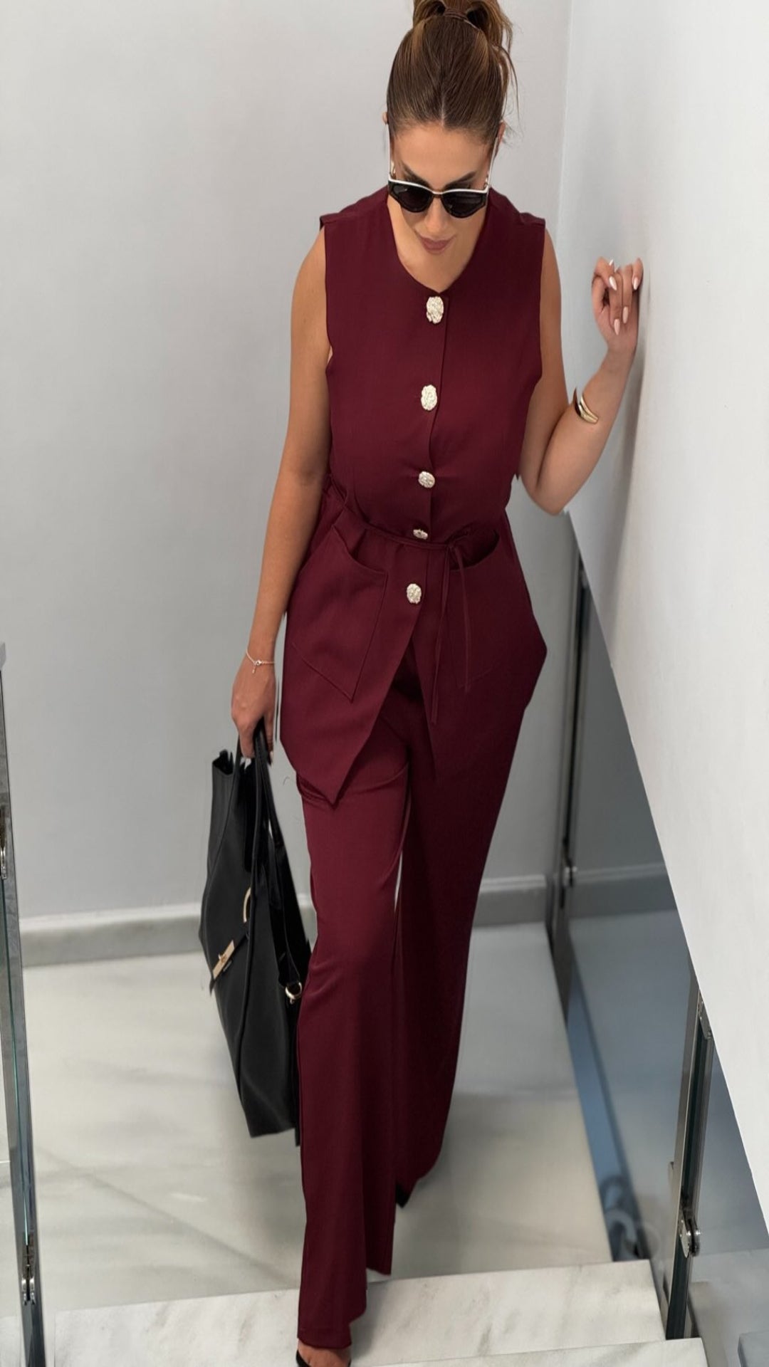 Conjunto chaleco burdeos