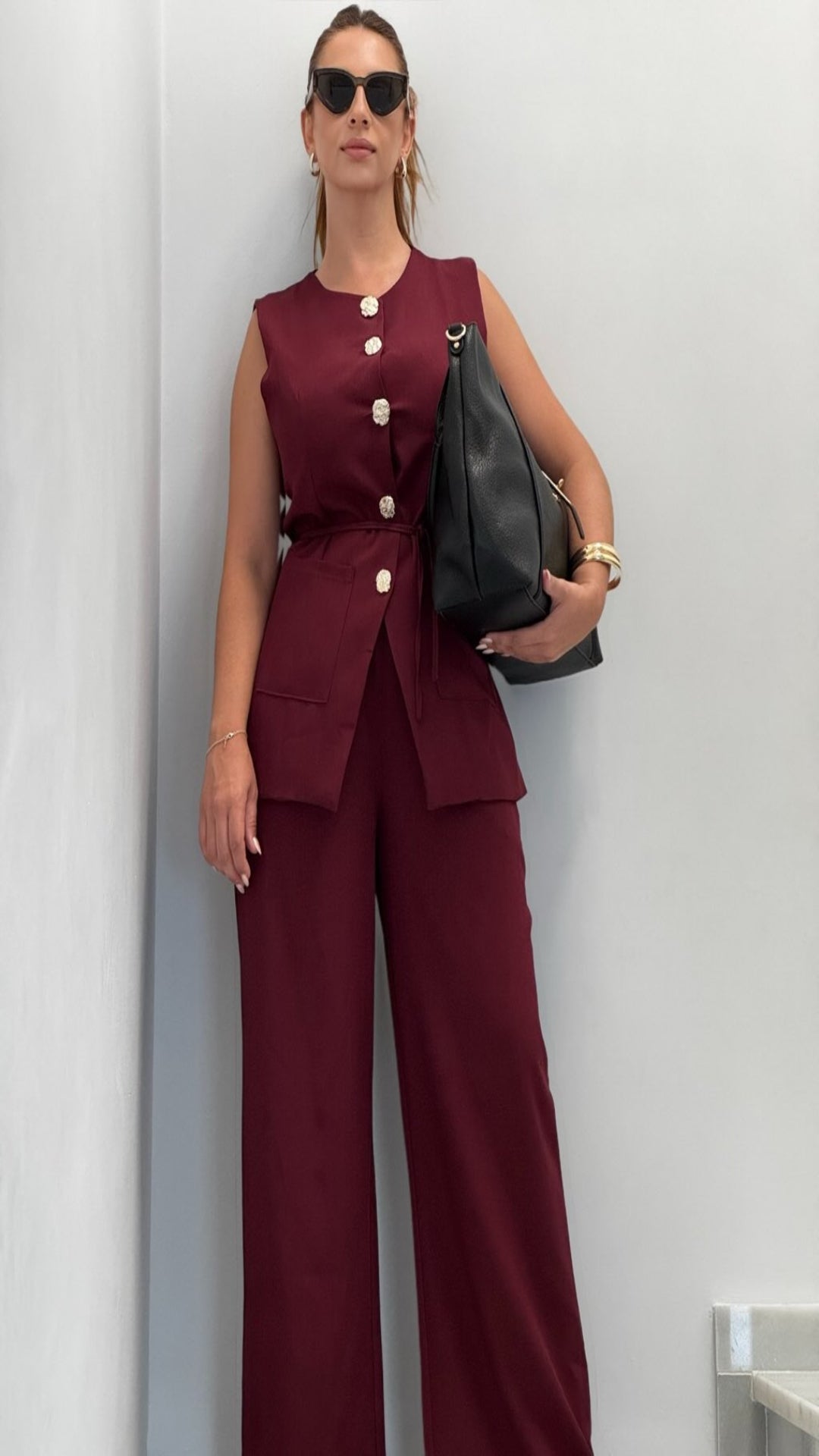 Conjunto chaleco burdeos