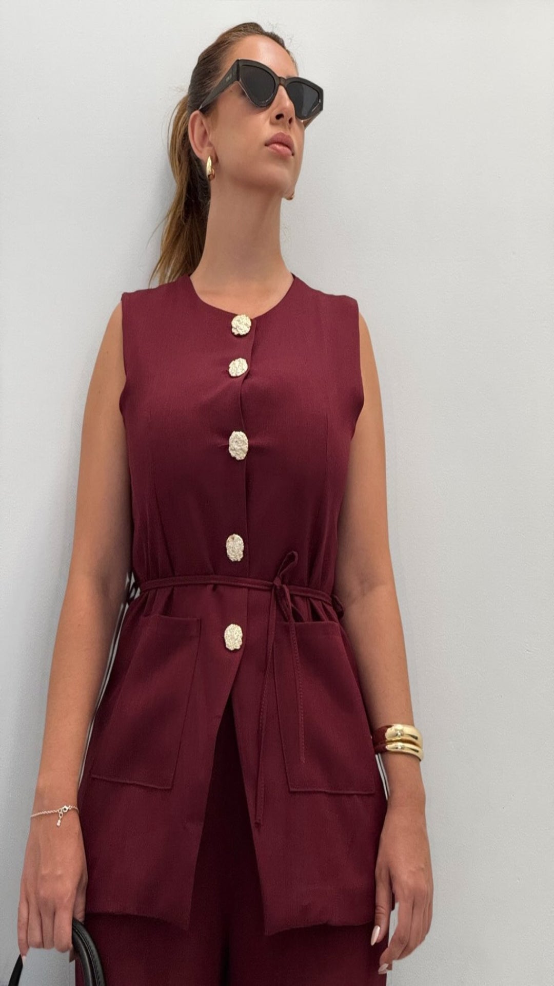 Conjunto chaleco burdeos