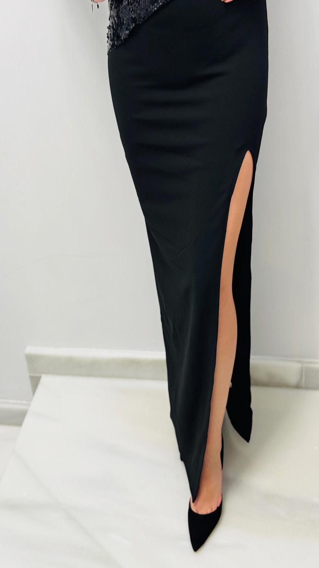 Vestido combinado lentejuelas