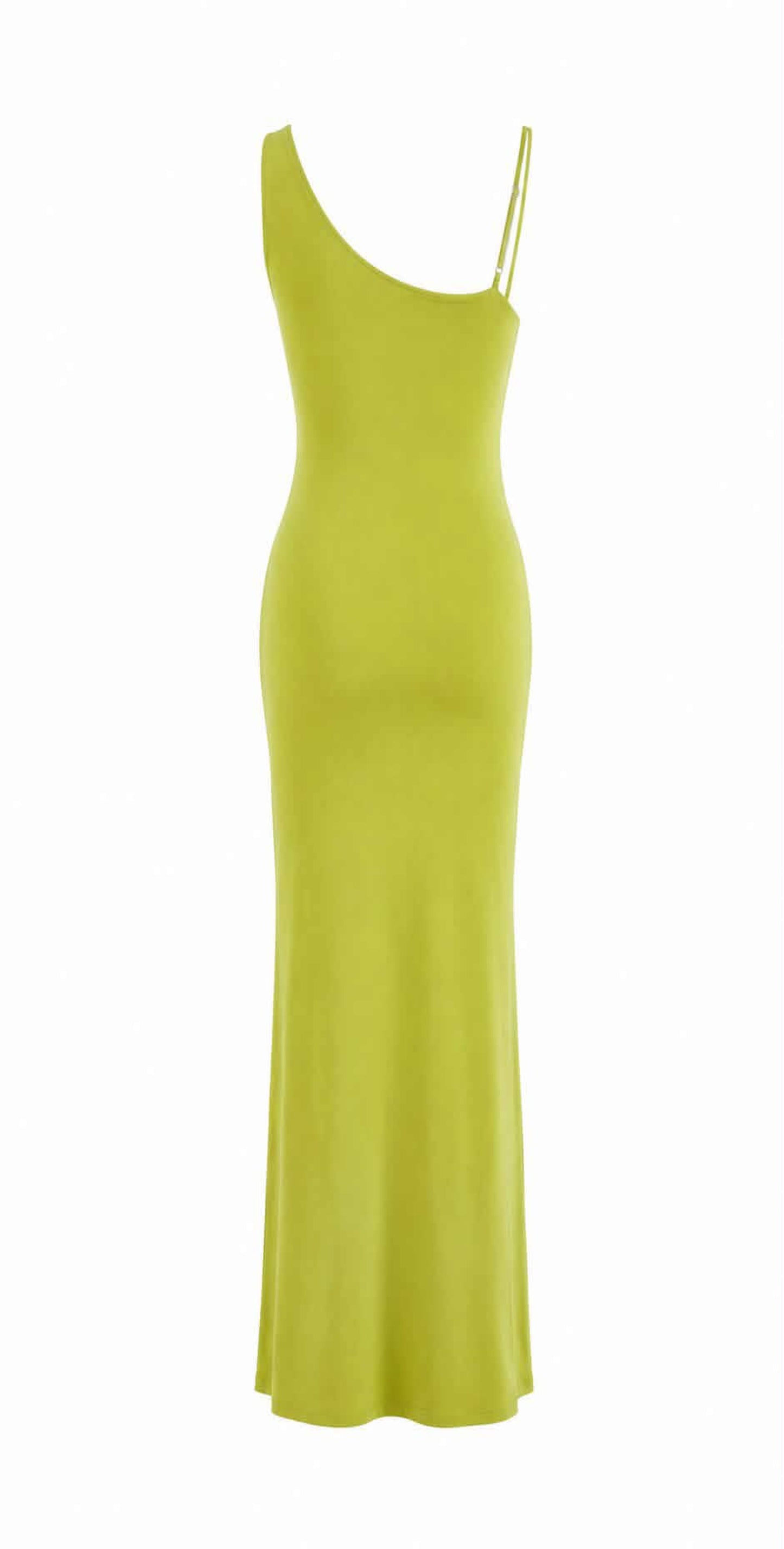 Vestido midi asimétrico hebilla