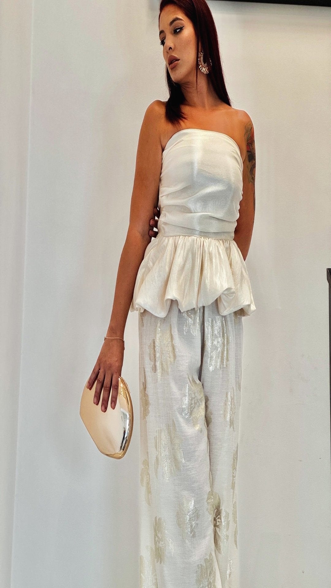 Conjunto top e calça de popeline
