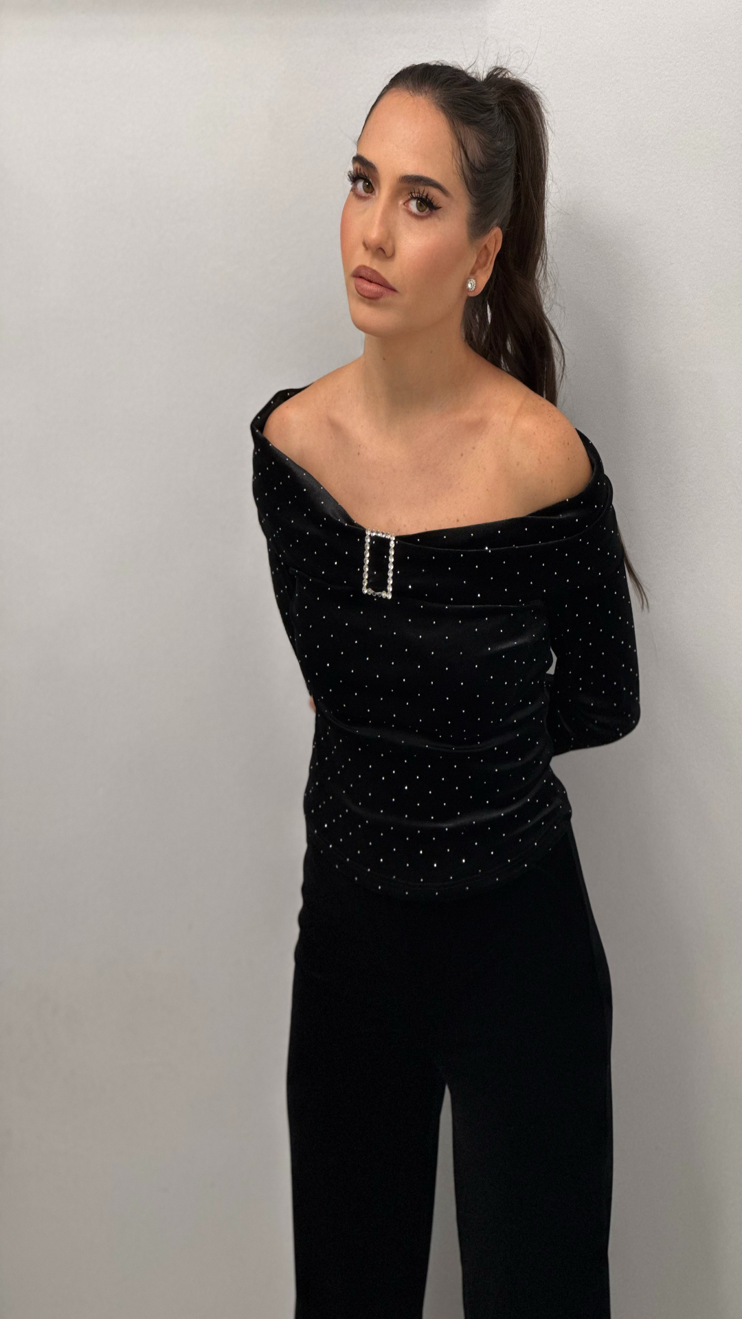 conjunto top y pantalón terciopelo