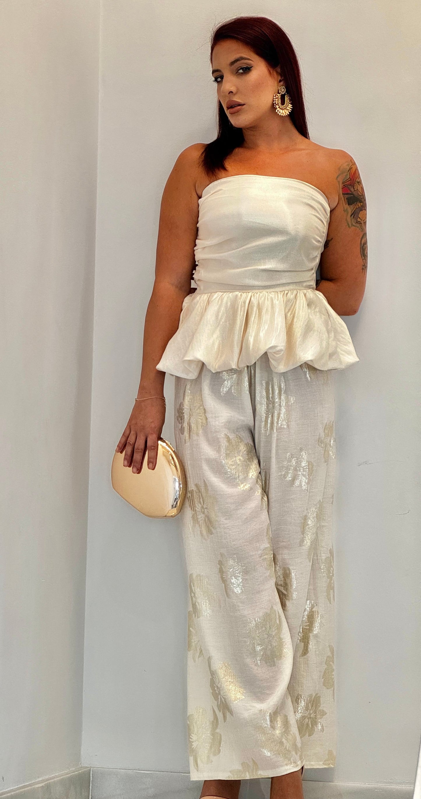 Conjunto top e calça de popeline