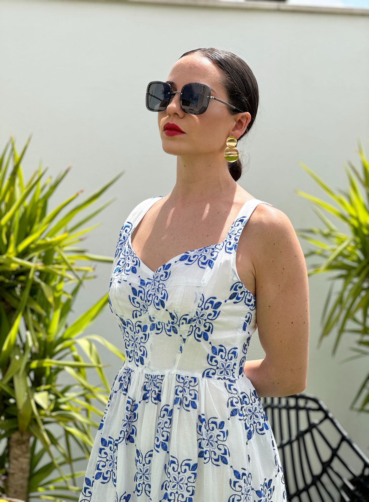 Vestido largo bordado