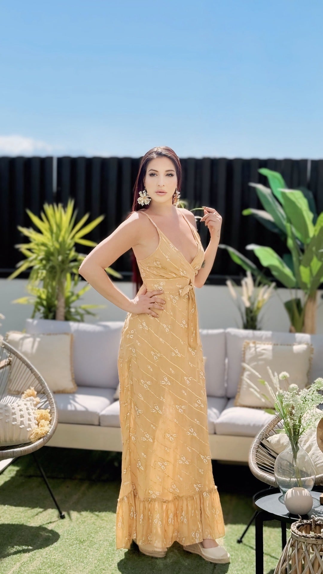 Vestido longo estampado boêmio