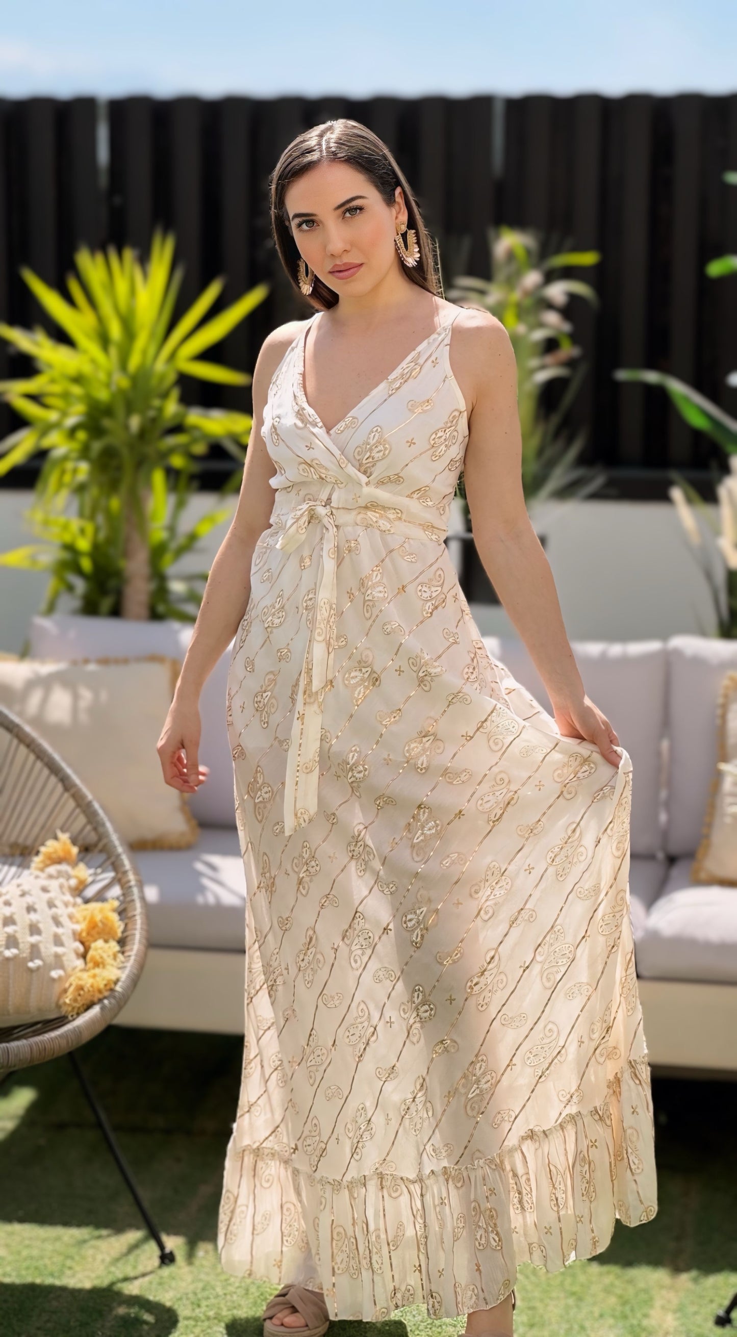 Vestido longo estampado boêmio