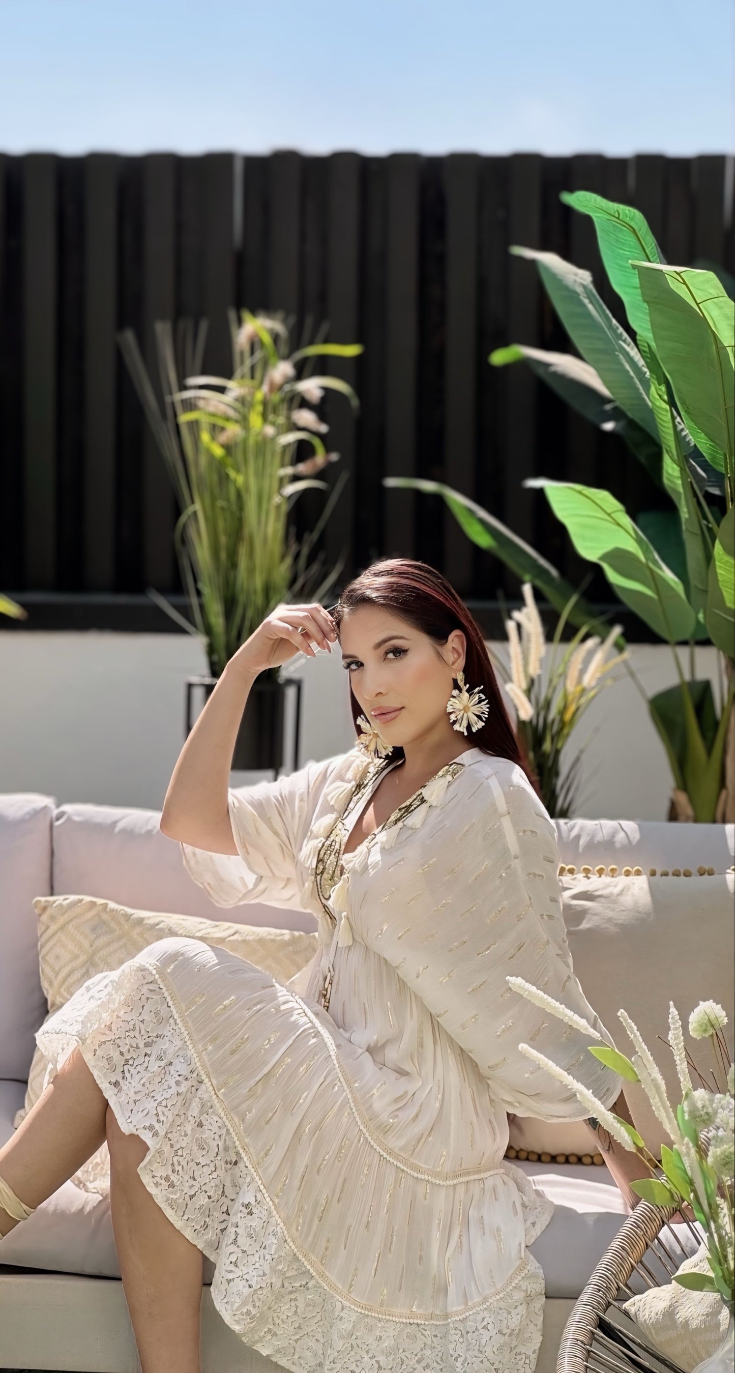 Vestido curto boho (feito à mão)