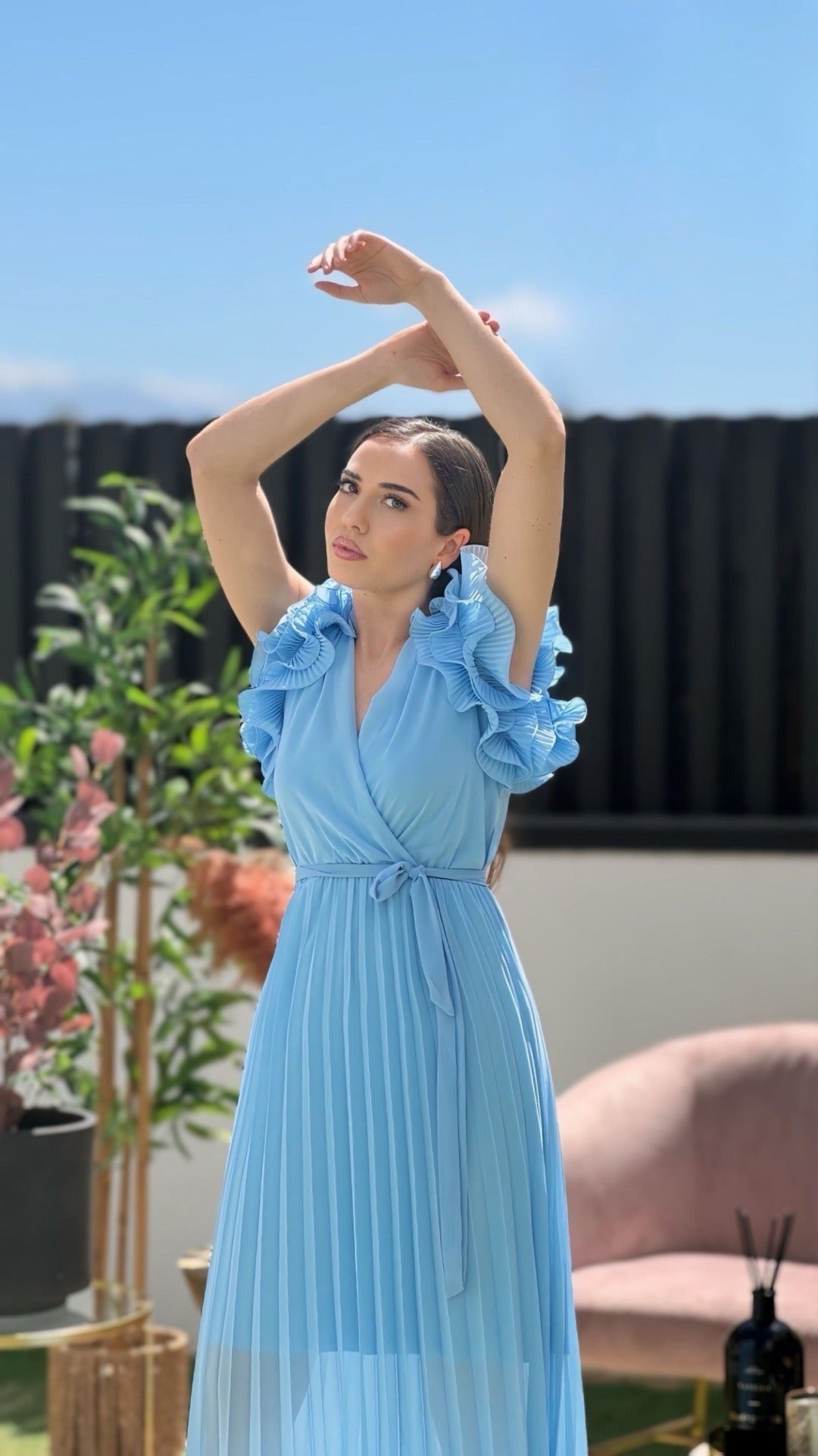 Vestido midi plissado