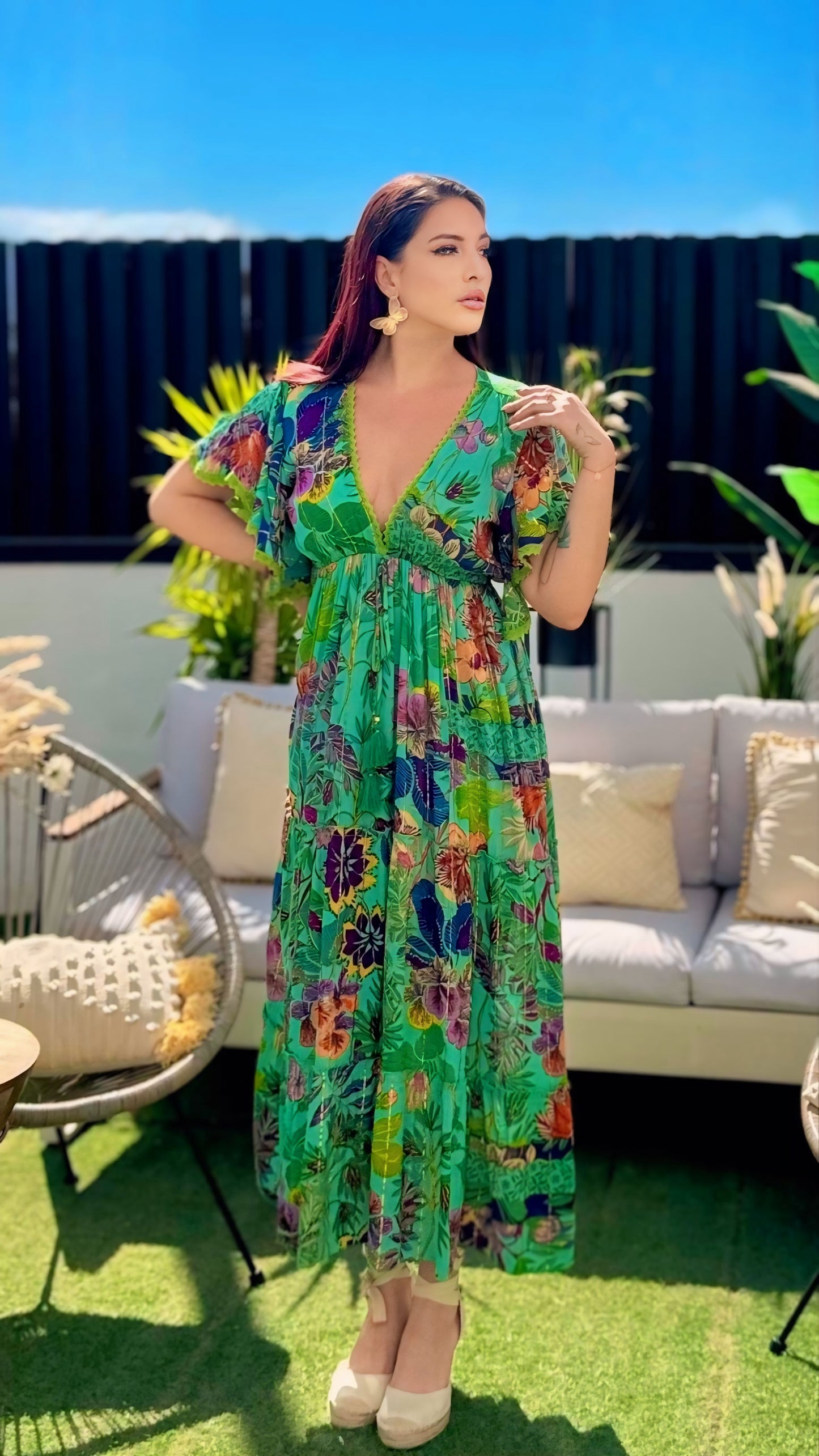 Vestido tropical longo