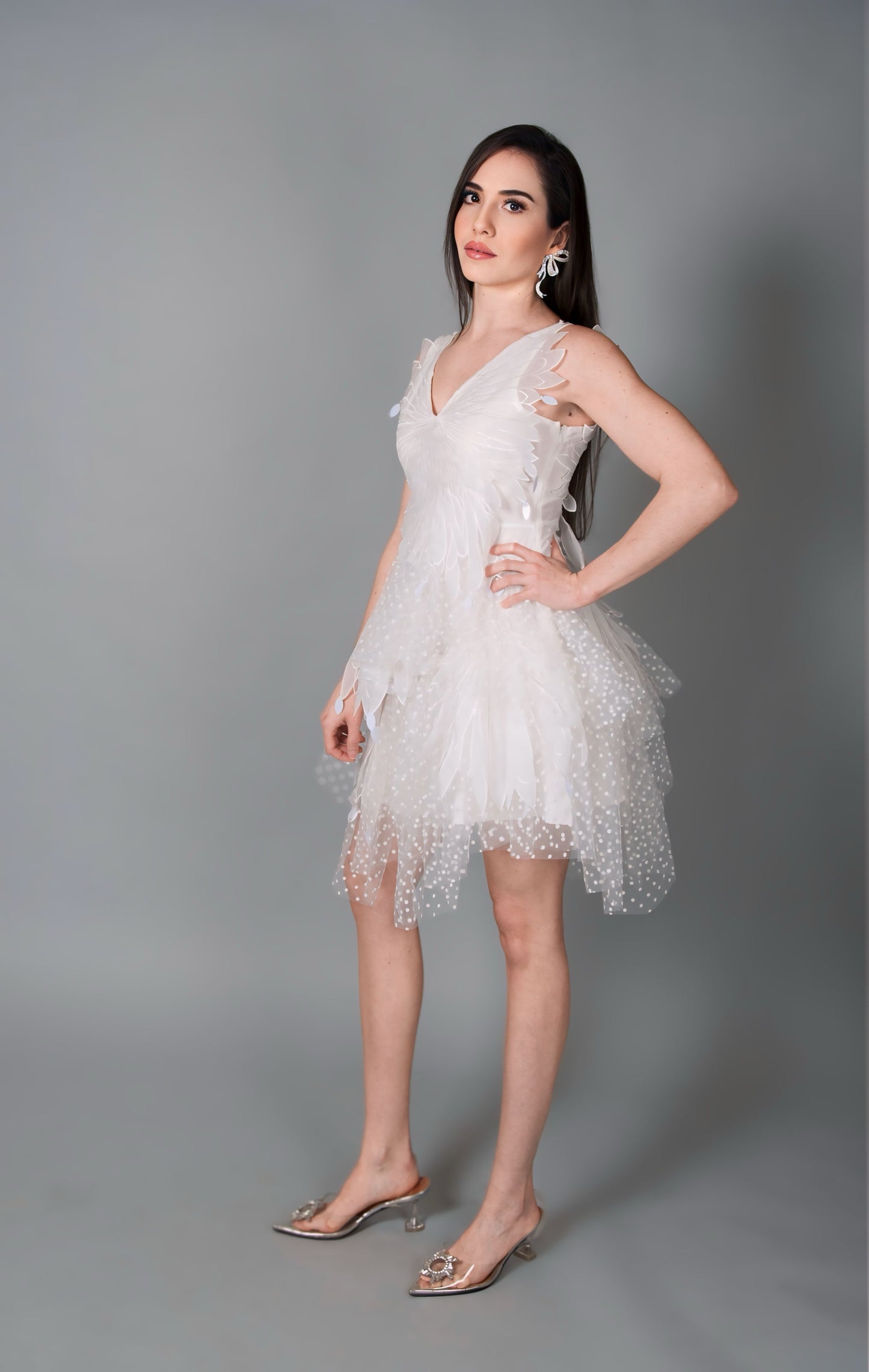 Vestido de tule de bolinhas da moda