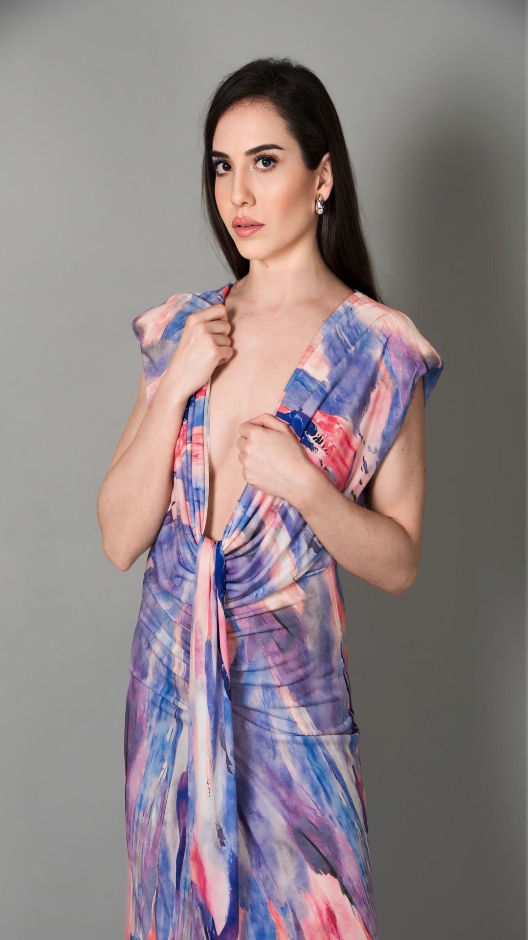 Vestido estampado lilás colorido