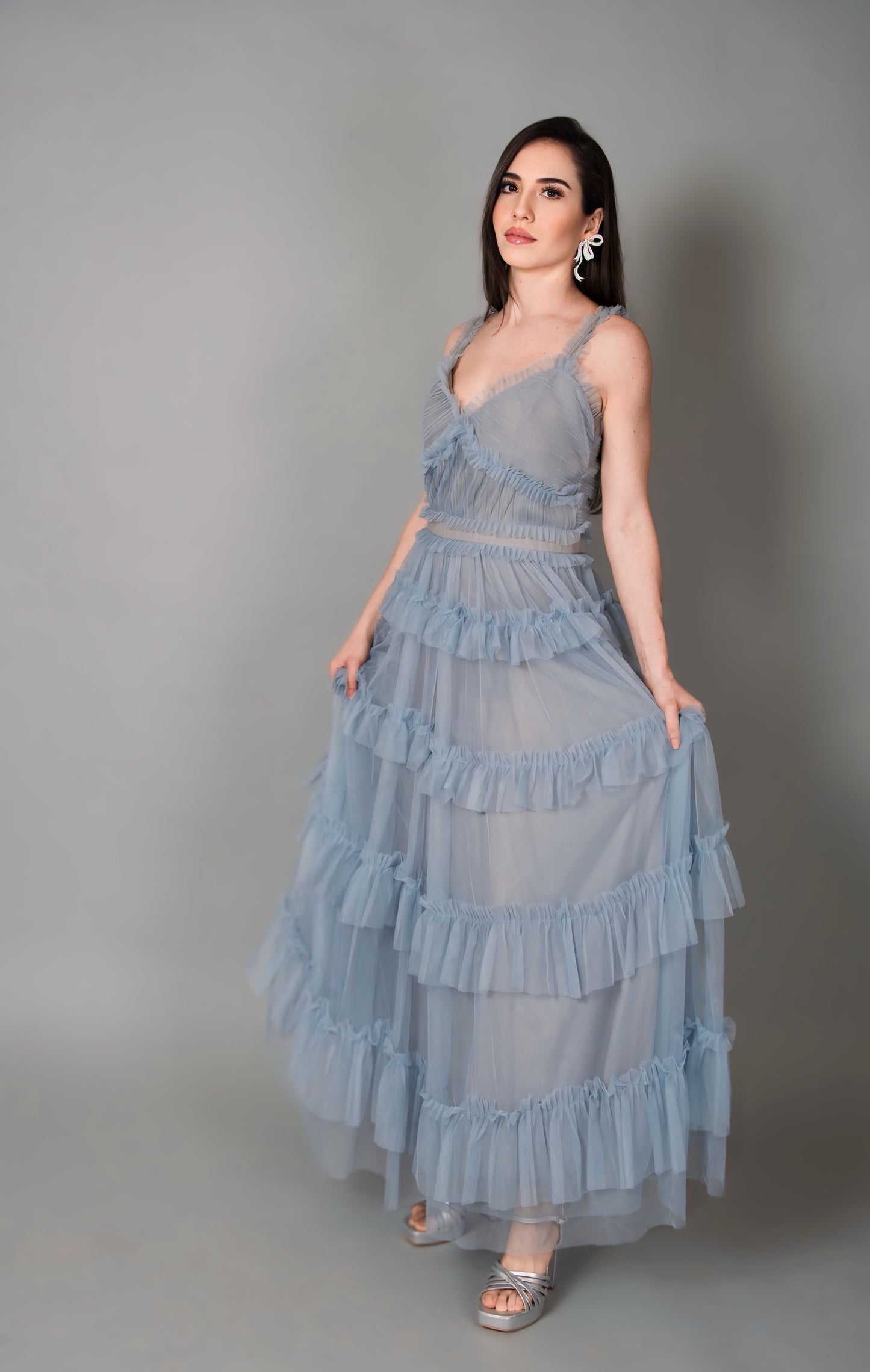 Vestido romântico de tule