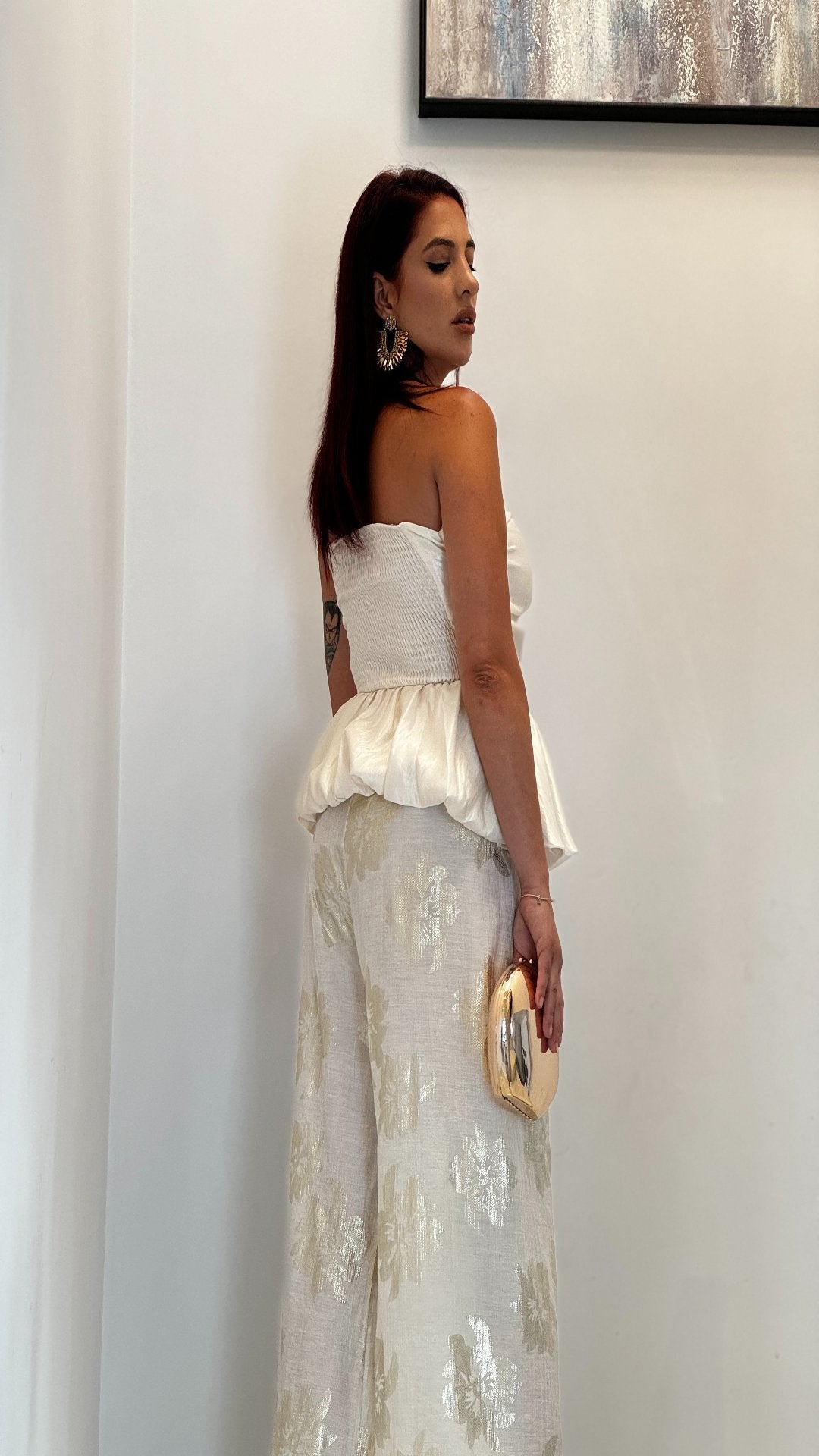 Conjunto top e calça de popeline