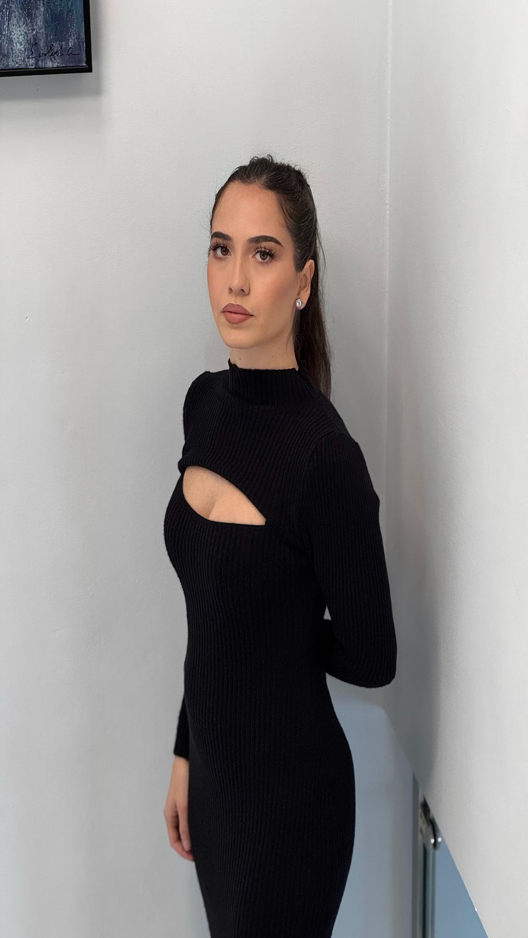 Vestido canalé cut out