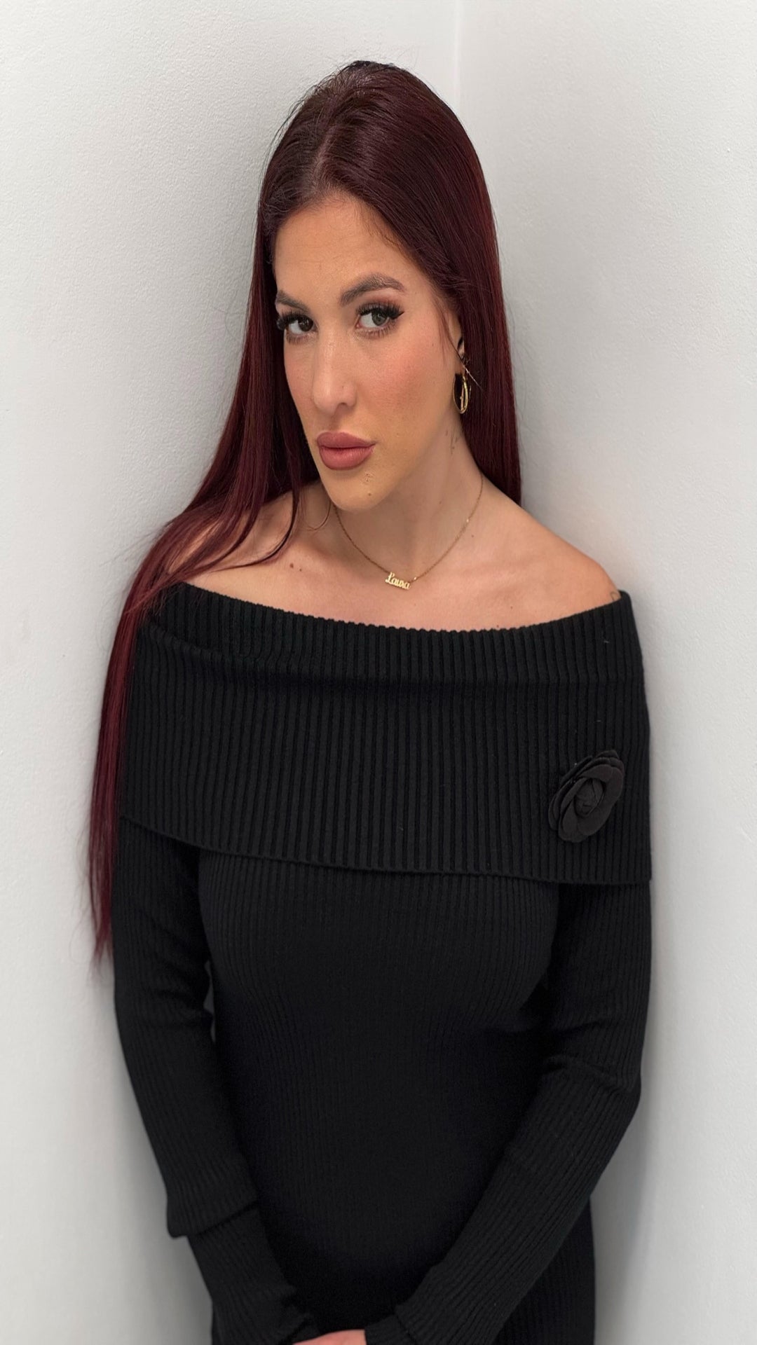 Vestido punto off shoulder