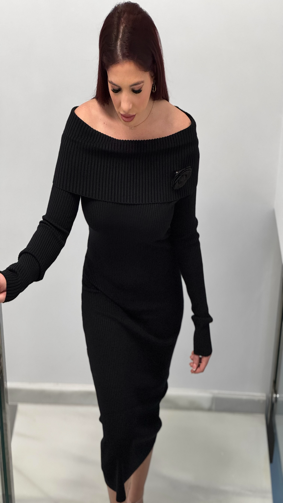Vestido punto off shoulder