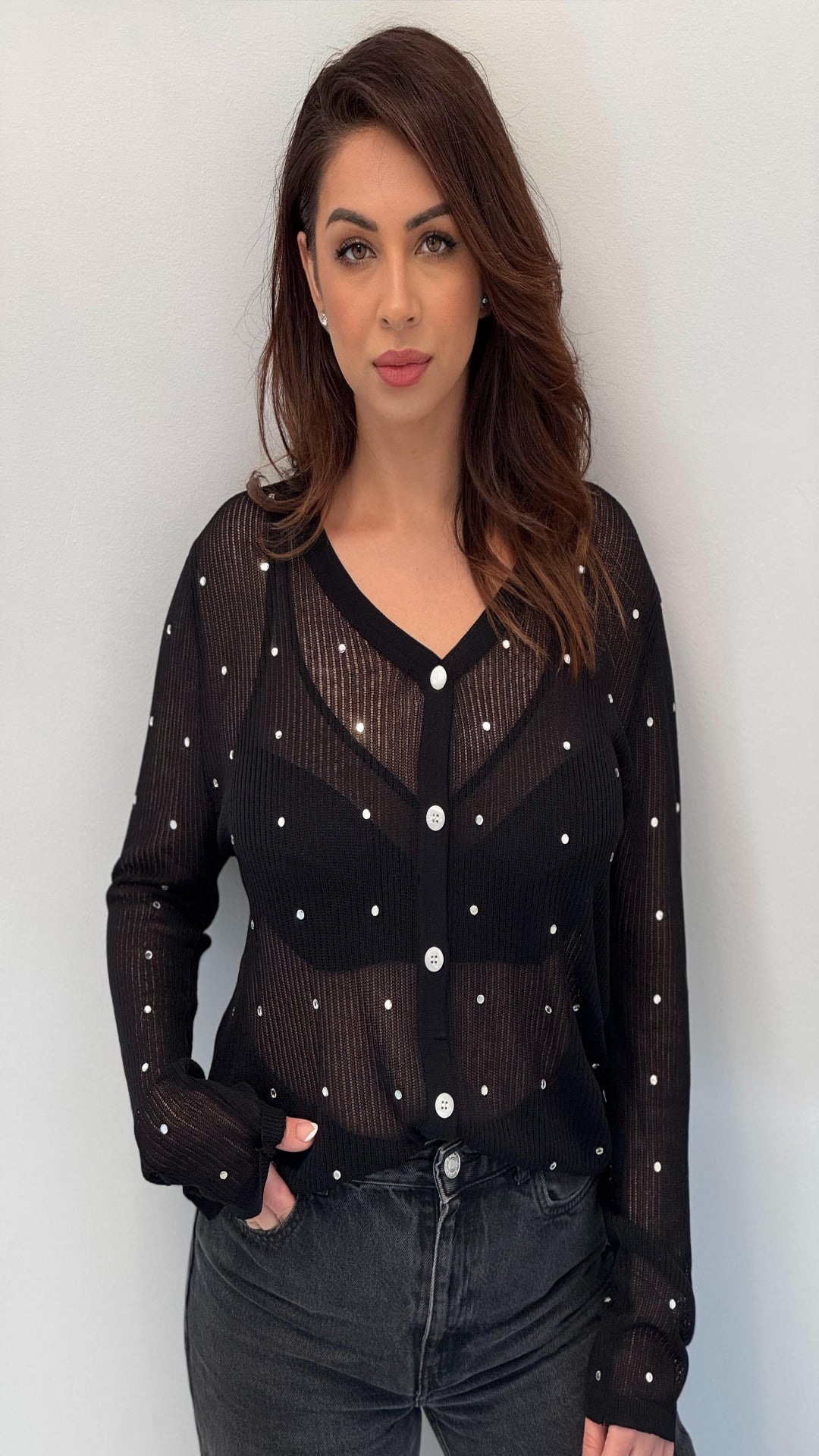 Chaqueta pointelle tricot