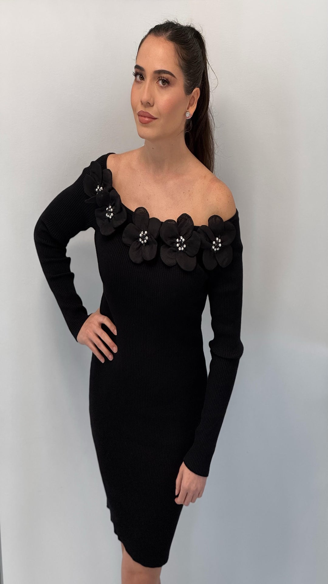 Vestido punto off shoulder