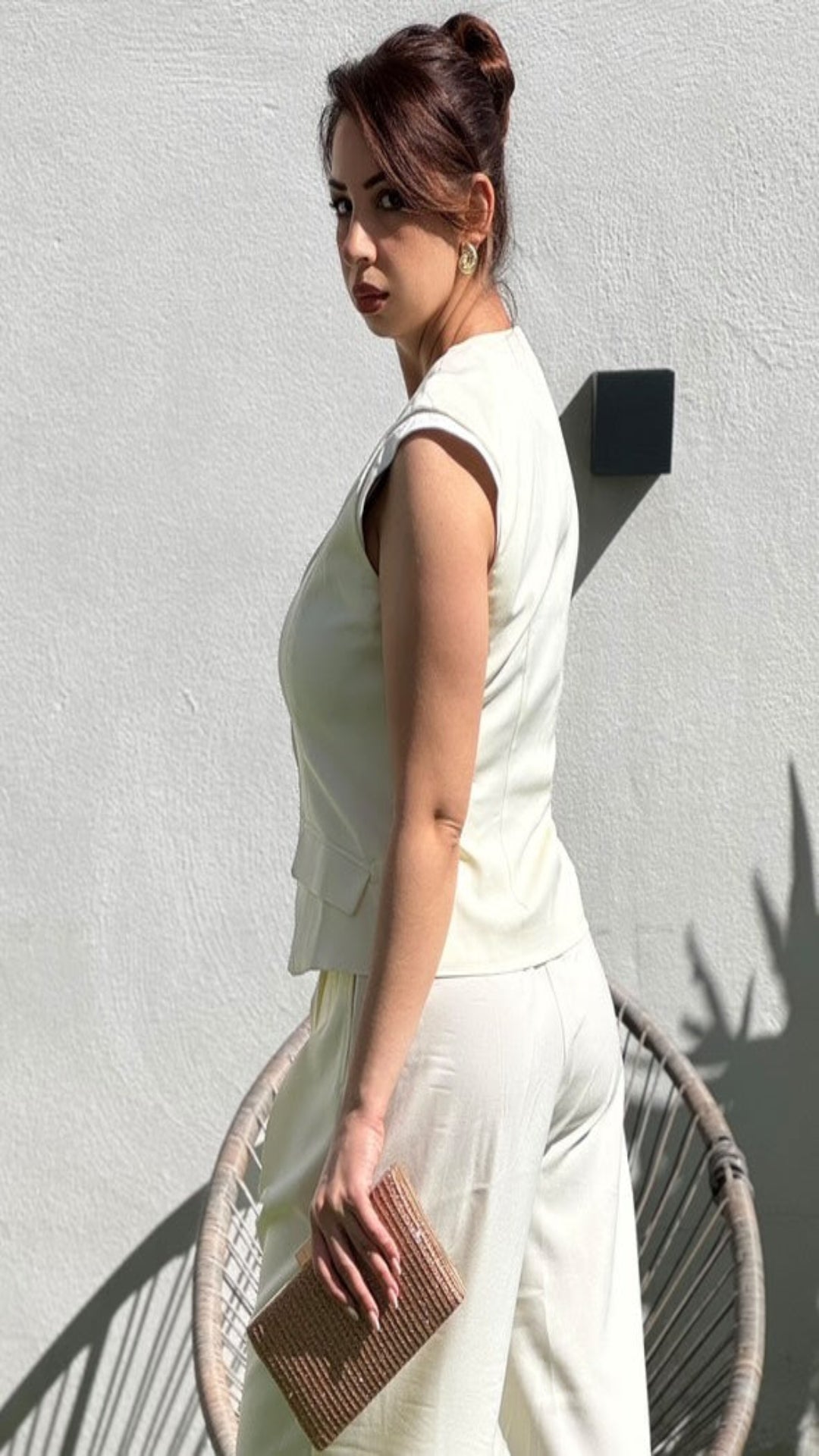 Conjunto chaleco y pantalón doble pliegue