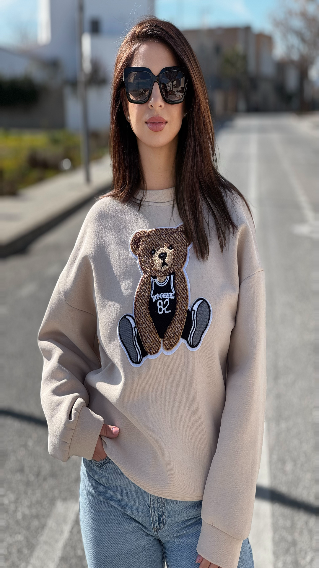 Sudadera estampación oso