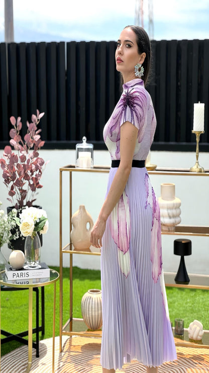 Ensemble haut plissé et jupe violet