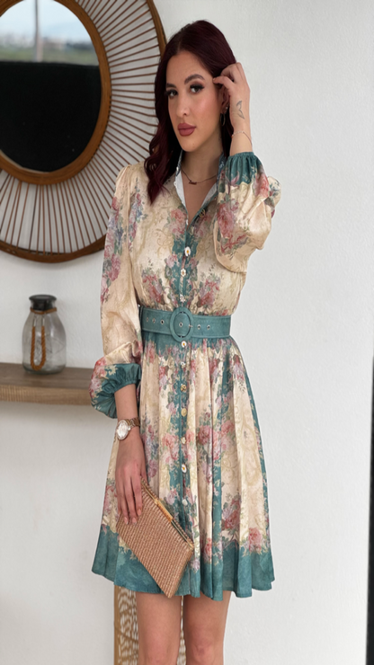 Vestido estampado floral cinturón
