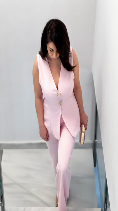 Conjunto chaleco largo y pantalón