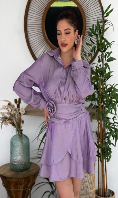 Vestido corto volantes