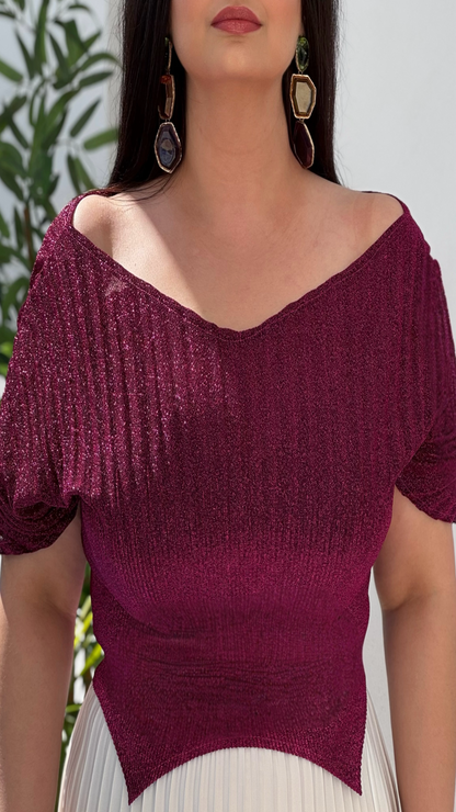 Conjunto de fiesta top y falda plisada